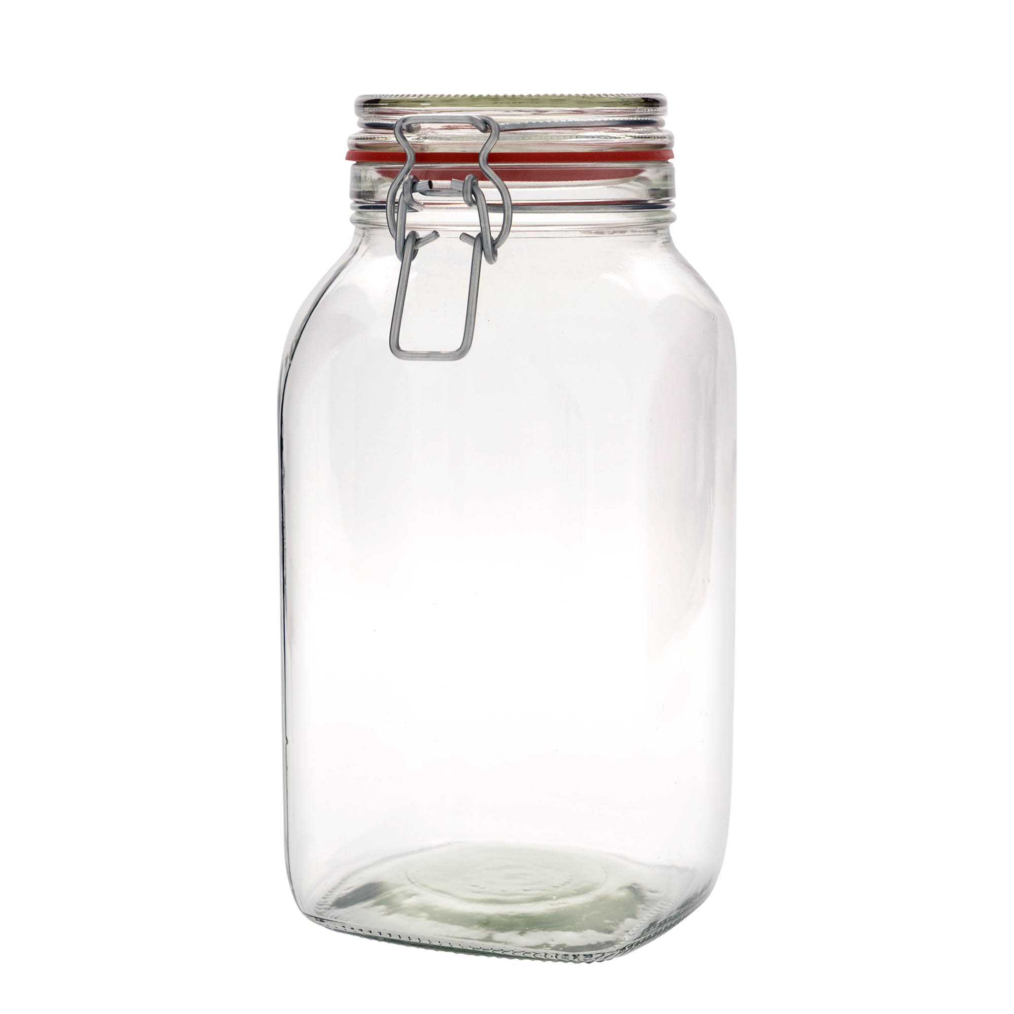 2,590 ml stiklaina burka ar metāla aizdari, kvadrātveida, atvere: metāla aizdare ar stiepli 2,590 ml stiklaina burka ar metāla aizdari, kvadrātveida, atvere: metāla aizdare ar stiepli