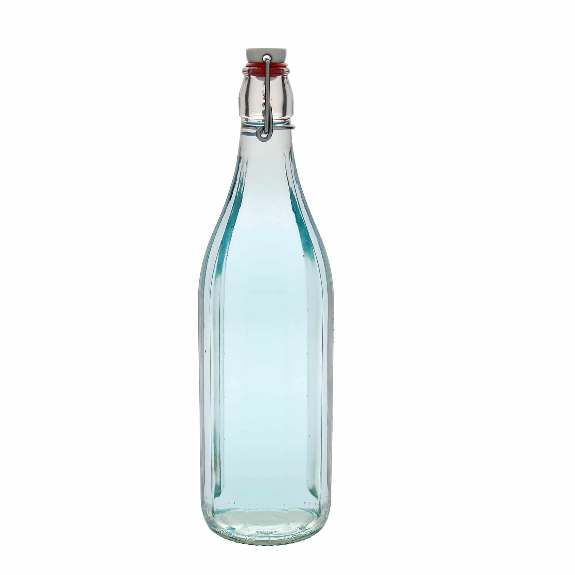 1000 ml stikla pudele 'Bravo', desmitstūru, aizdare: korķis ar skavu