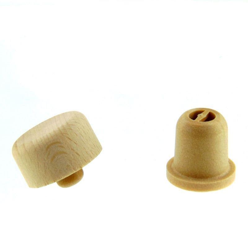 Pudeles korķis ar dozēšanas atveri 19 mm, plastmasas/koka, krāsains, aizdarei: korķis