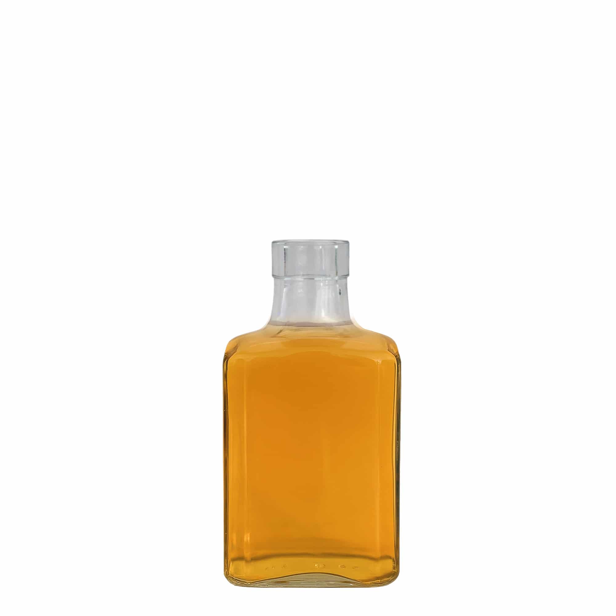  250 ml stikla pudele „Decanter Quadro ar augšējo malu“, kvadrātveida, kakliņš: korķis