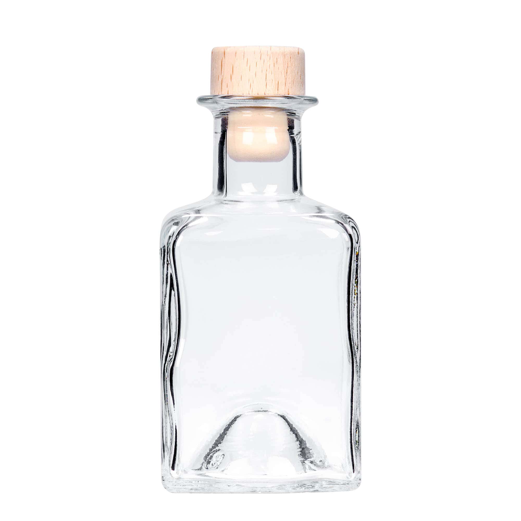 200 ml stikla pudele 'Kubica', kvadrātiska, aizdare: korķis