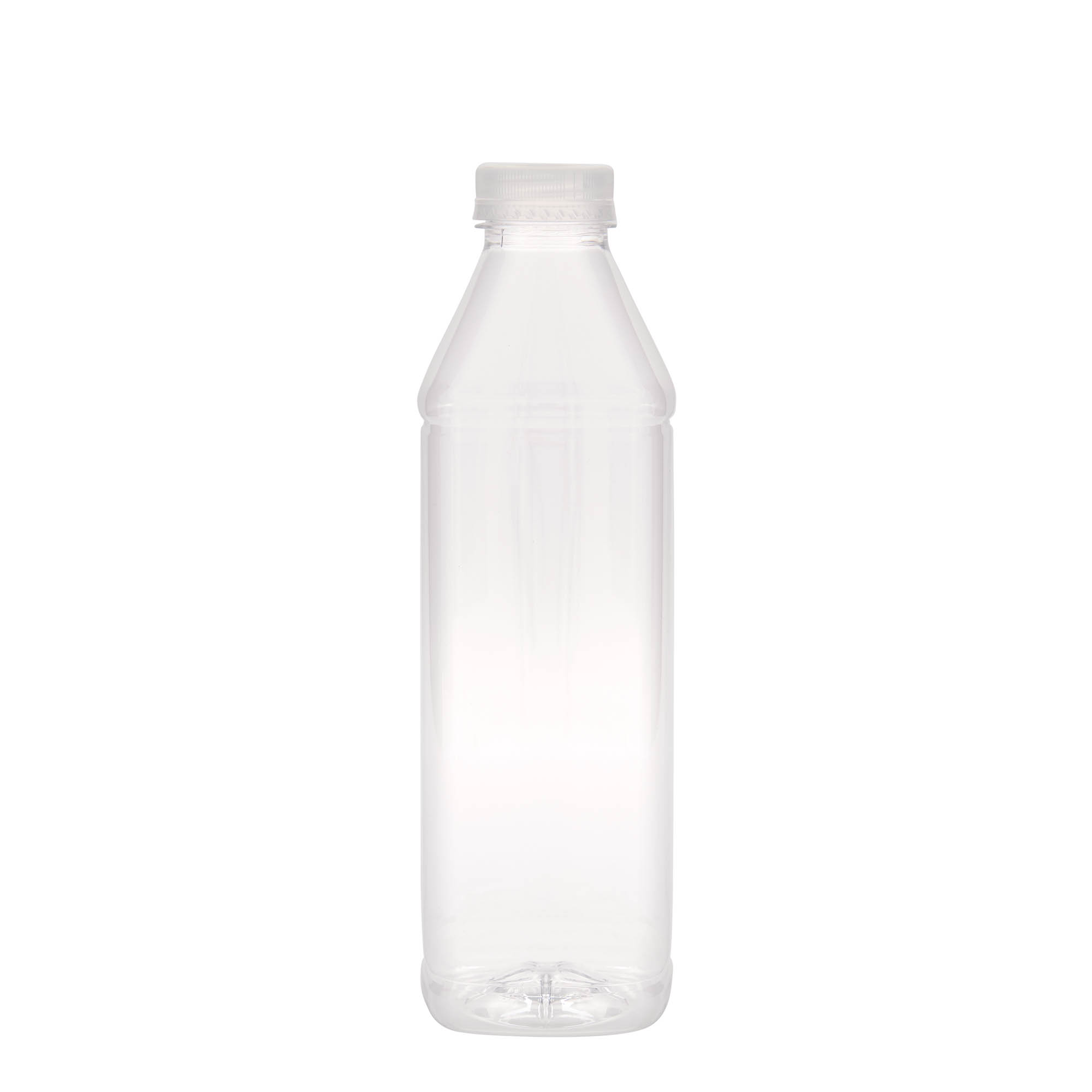 1.000 ml PET pudele 'Milk and Juice Carré', kvadrātiska, plastmasa, atvere: 38 mm