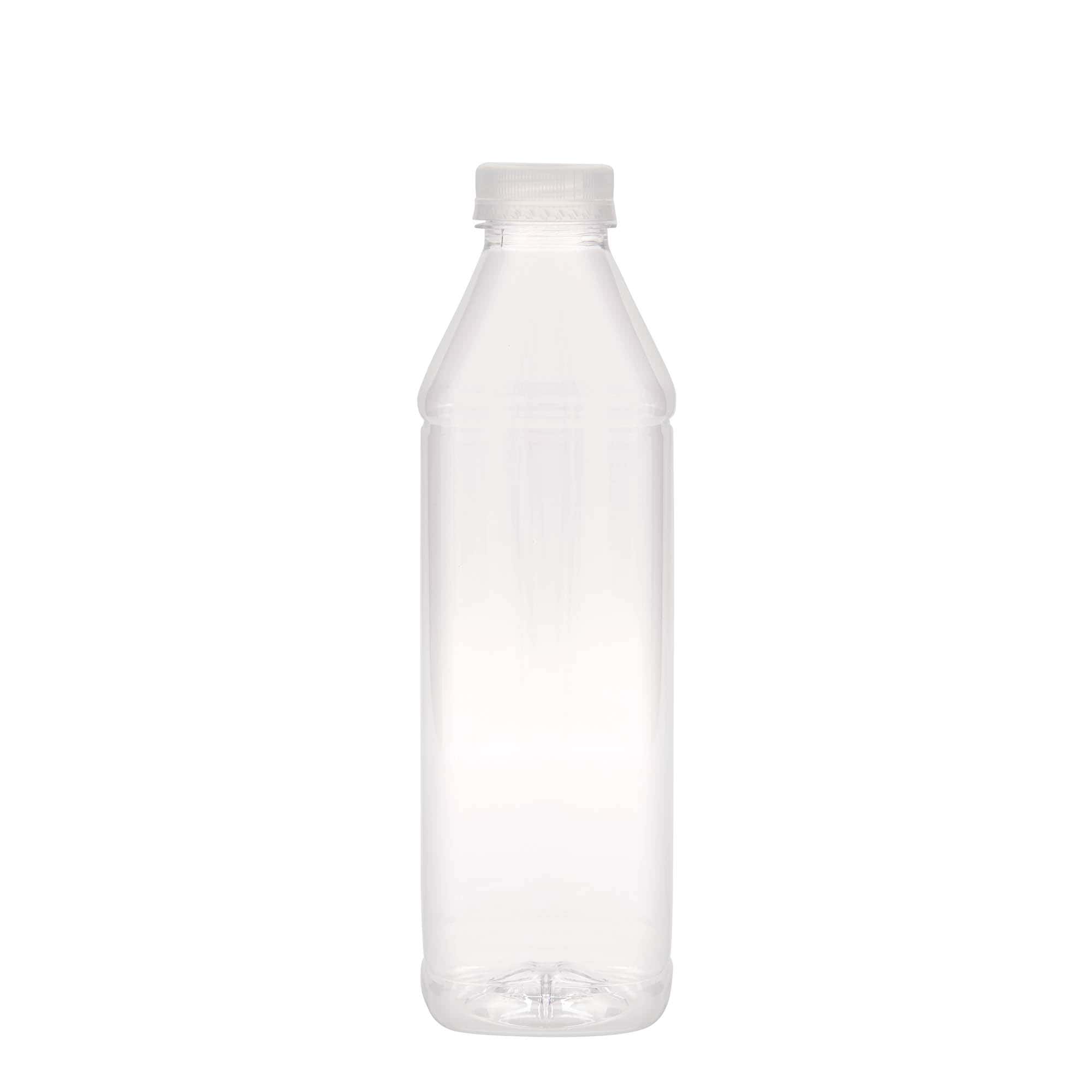 1.000 ml PET pudele 'Milk and Juice Carré', kvadrātiska, plastmasa, atvere: 38 mm