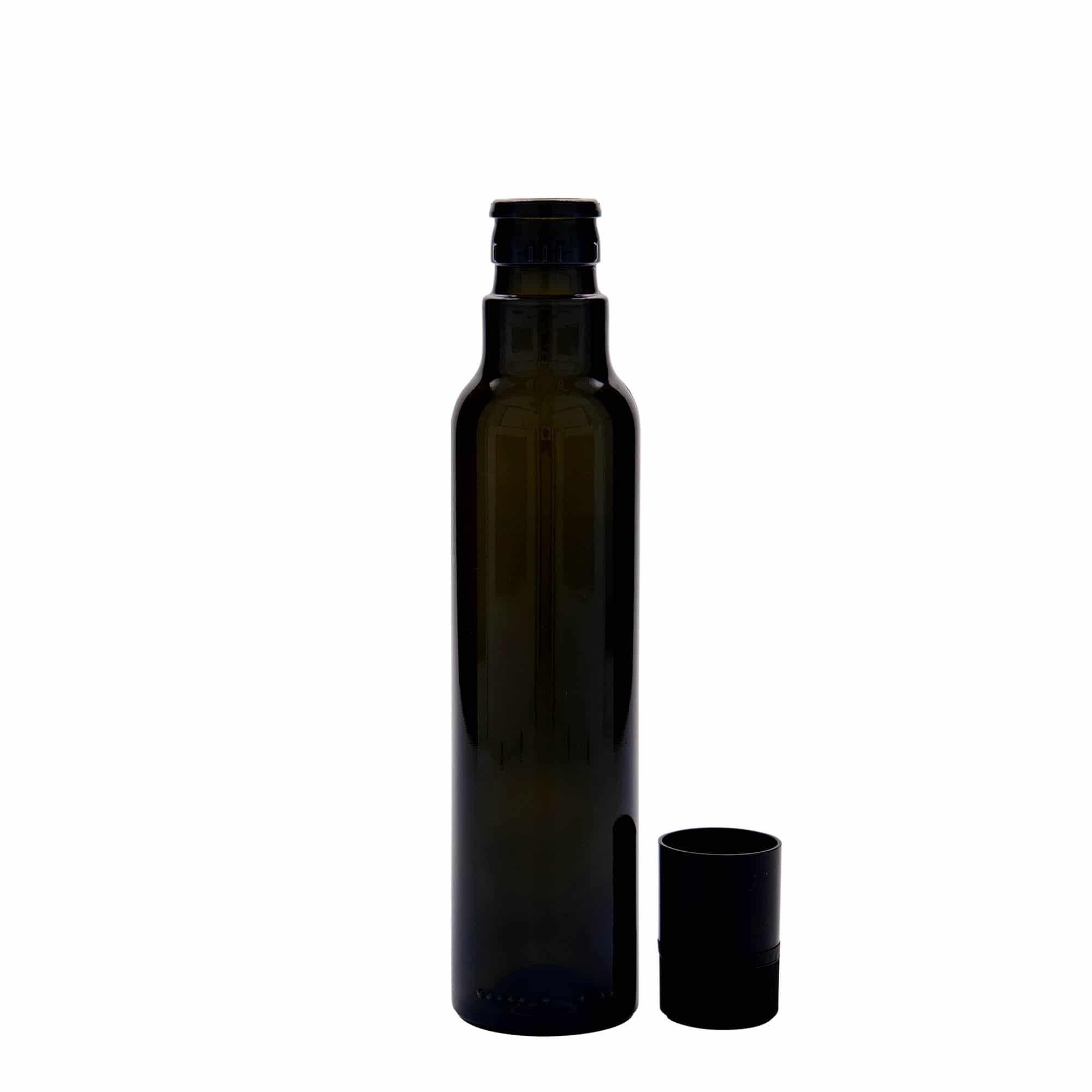 250 ml etiķa/eļļas pudele 'Willy New', stikla, antīki zaļa, aizdare: DOP