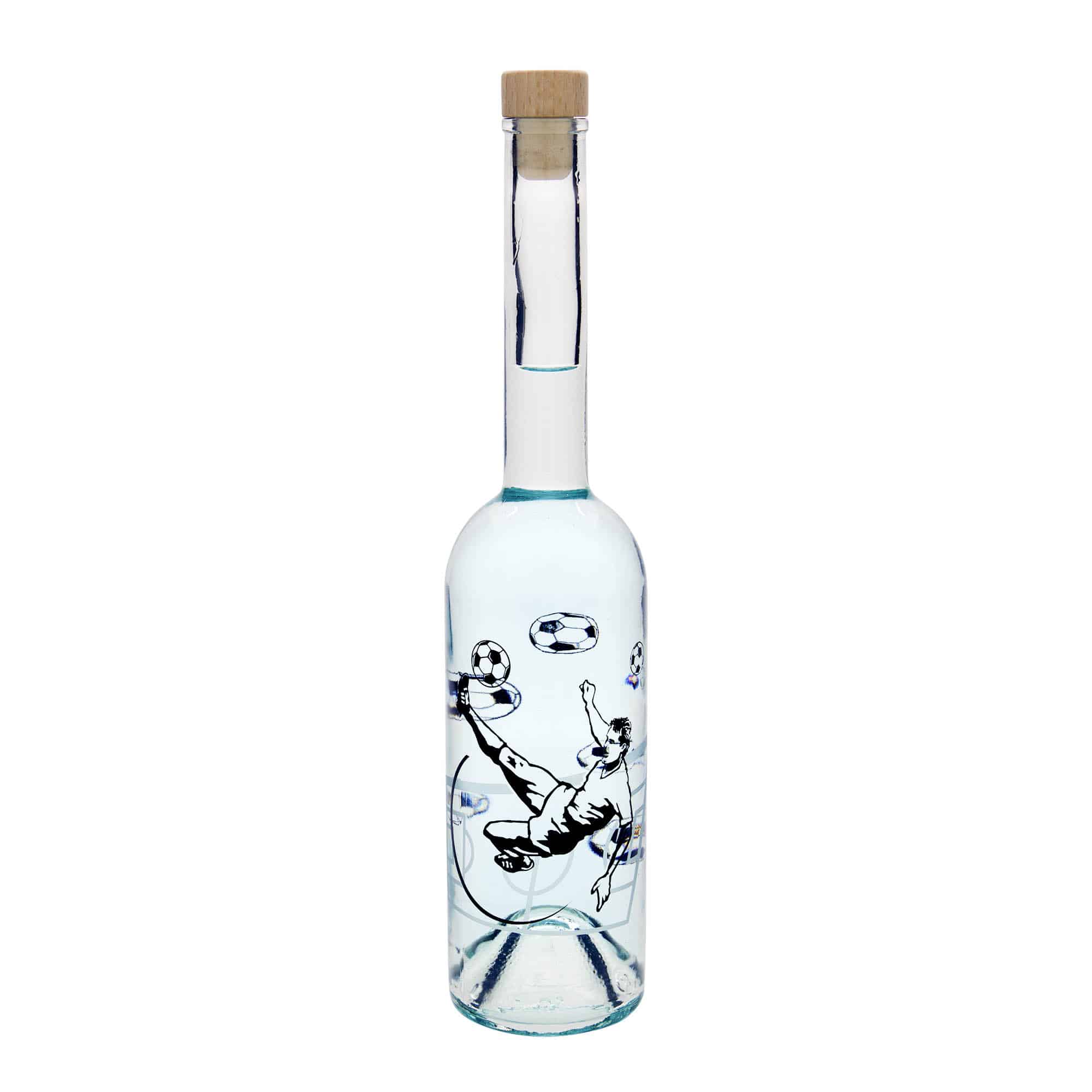 500 ml stikla pudele 'Opera', motīvs: futbolists, atvere: korķis