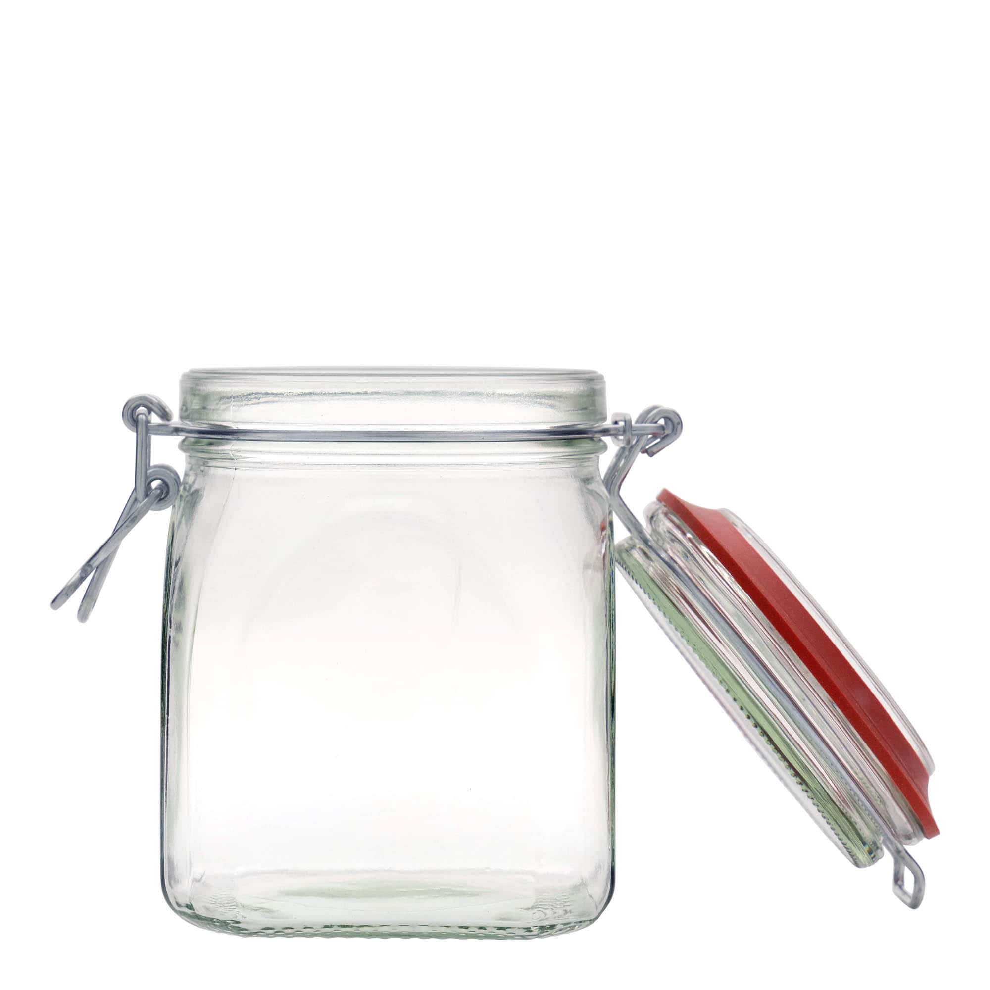 900 ml stiklaina burka ar metāla aizdari, kvadrātveida, atvere: metāla aizdares mehānisms 900 ml stiklaina burka ar metāla aizdari, kvadrātveida, atvere: metāla aizdares mehānisms