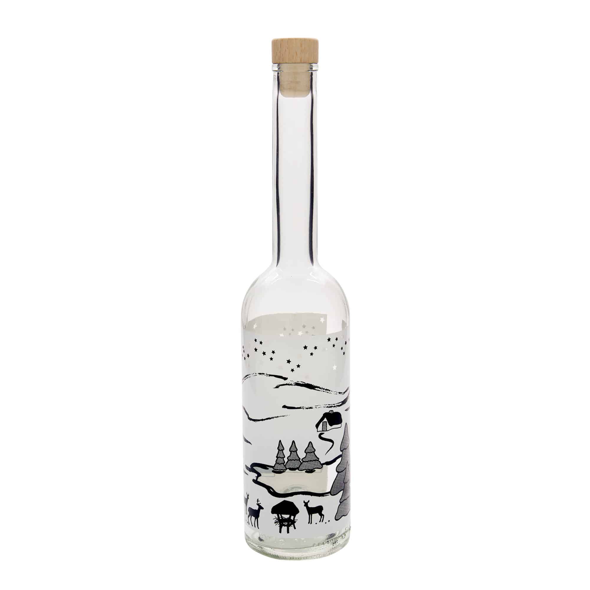 500 ml stikla pudele 'Opera', motīvs: Ziemas sapnis-Bianco, atvere: korķis