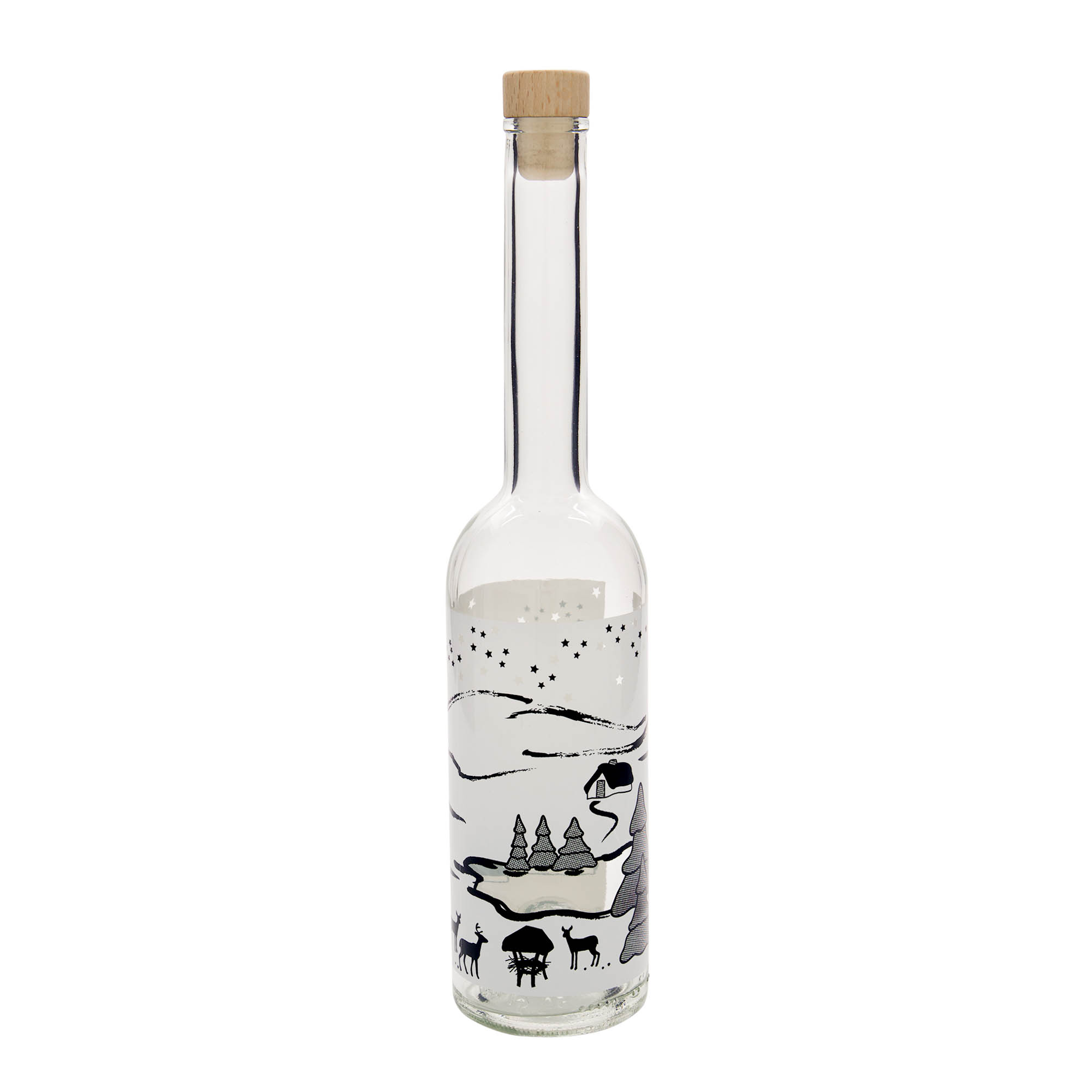 500 ml stikla pudele 'Opera', motīvs: Ziemas sapnis-Bianco, atvere: korķis 500 ml stikla pudele 'Opera', motīvs: Ziemas sapnis-Bianco, atvere: korķis