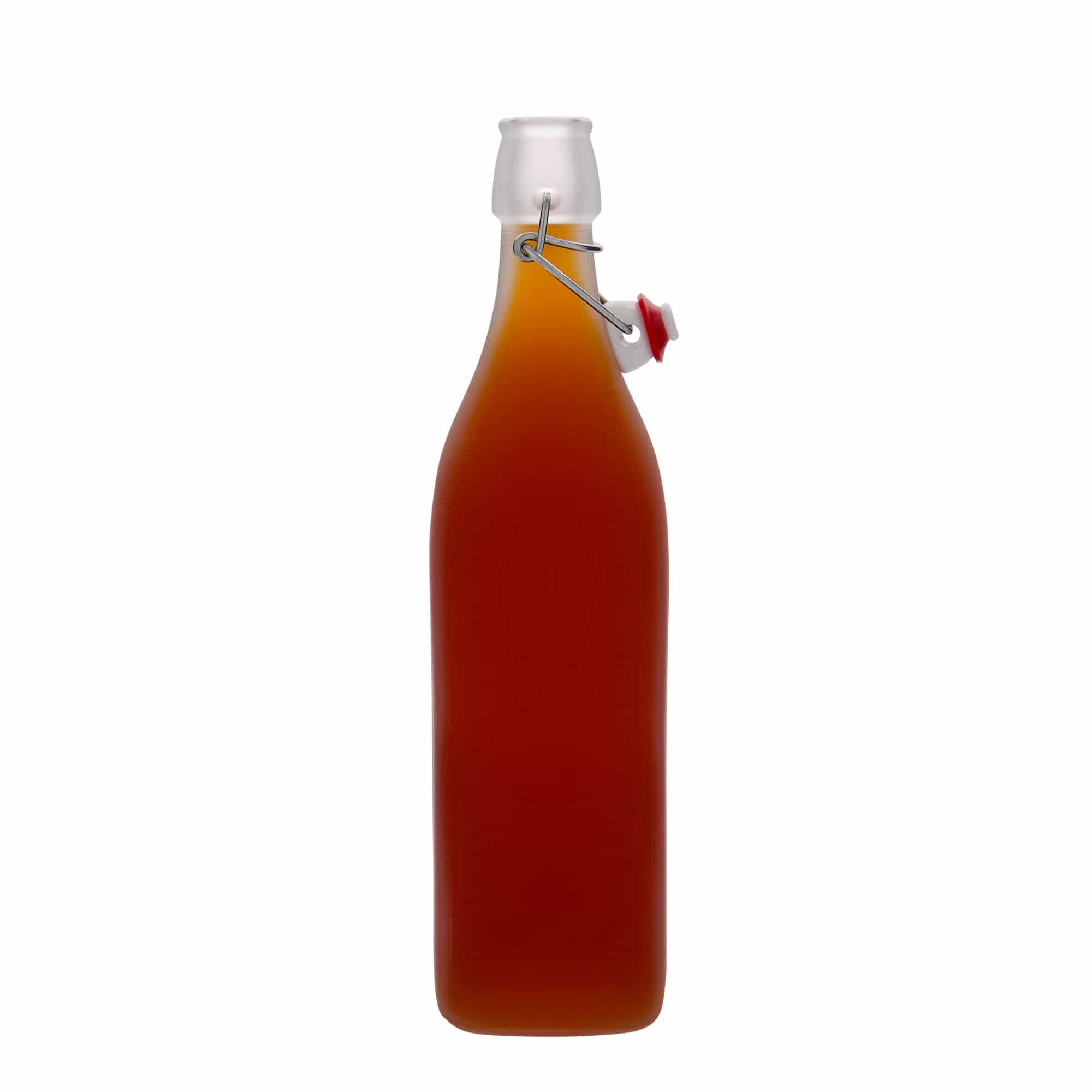 1.000 ml stikla pudele 'Swing, kvadrātveida, matēta, atvere: aizbāžņa aizdare 1.000 ml stikla pudele 'Swing, kvadrātveida, matēta, atvere: aizbāžņa aizdare