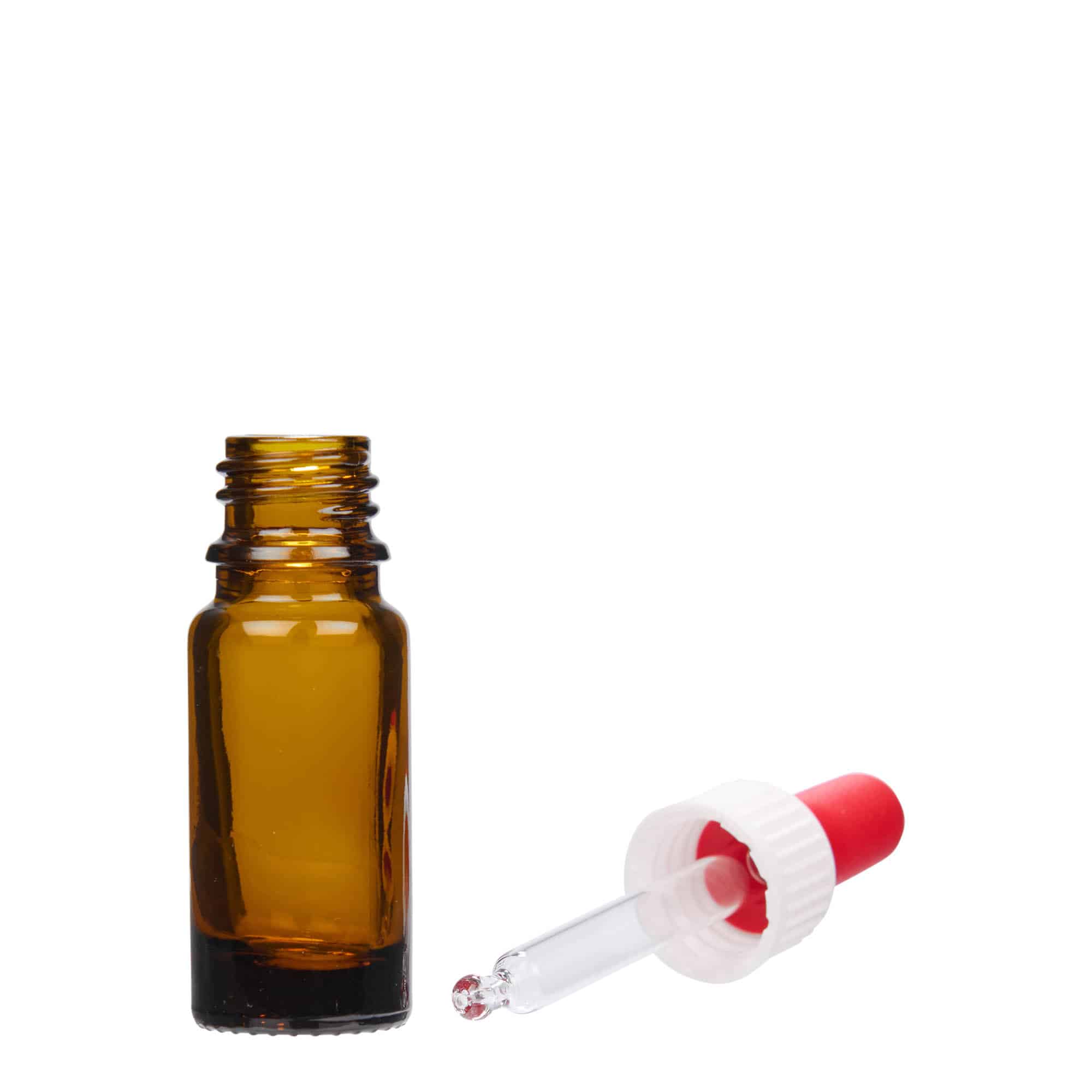 10 ml pilināmā pudele medicīniska, stikla, brūna, atvere: DIN 18