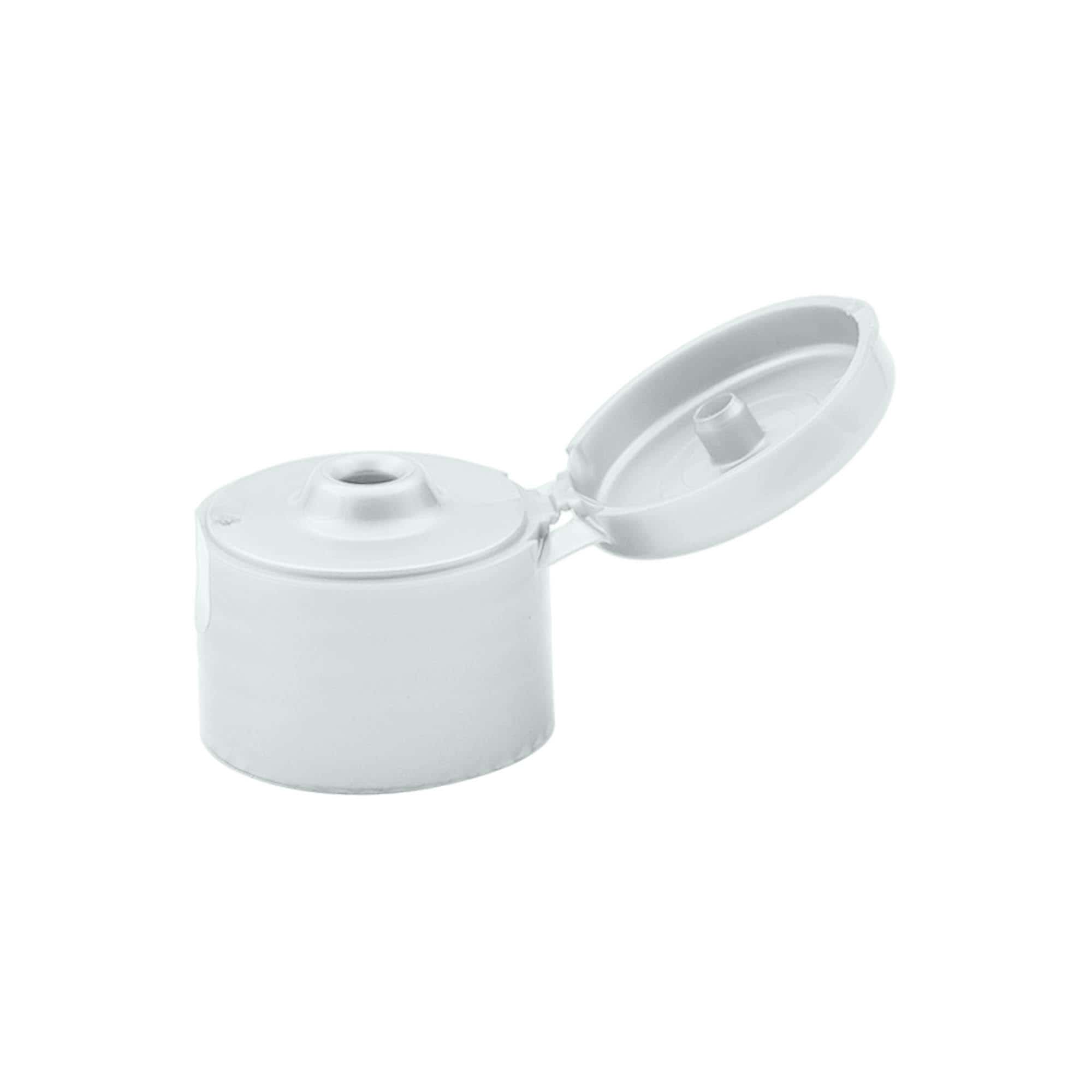 Skrūvējams vāciņš ar locīklodziņu, PP plastmasa, sudraba krāsā, mutes izmērs: 24/410