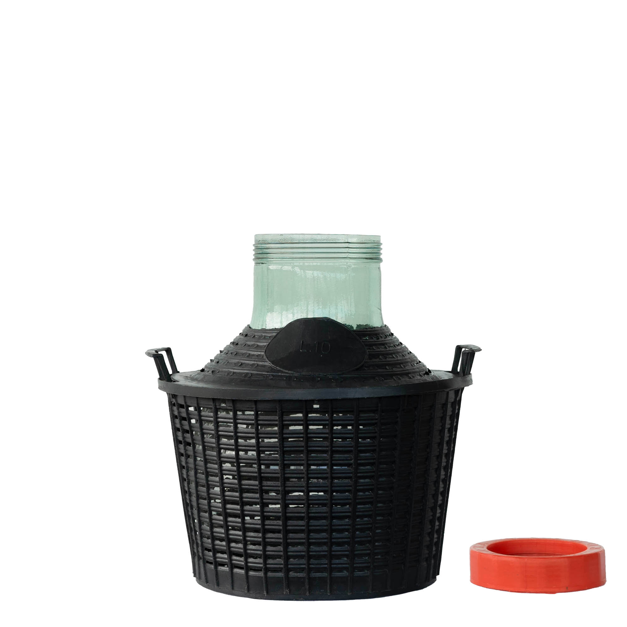 10 l balona pudele ar platu kaklu, stikls, atvere: skrūvējams vāciņš