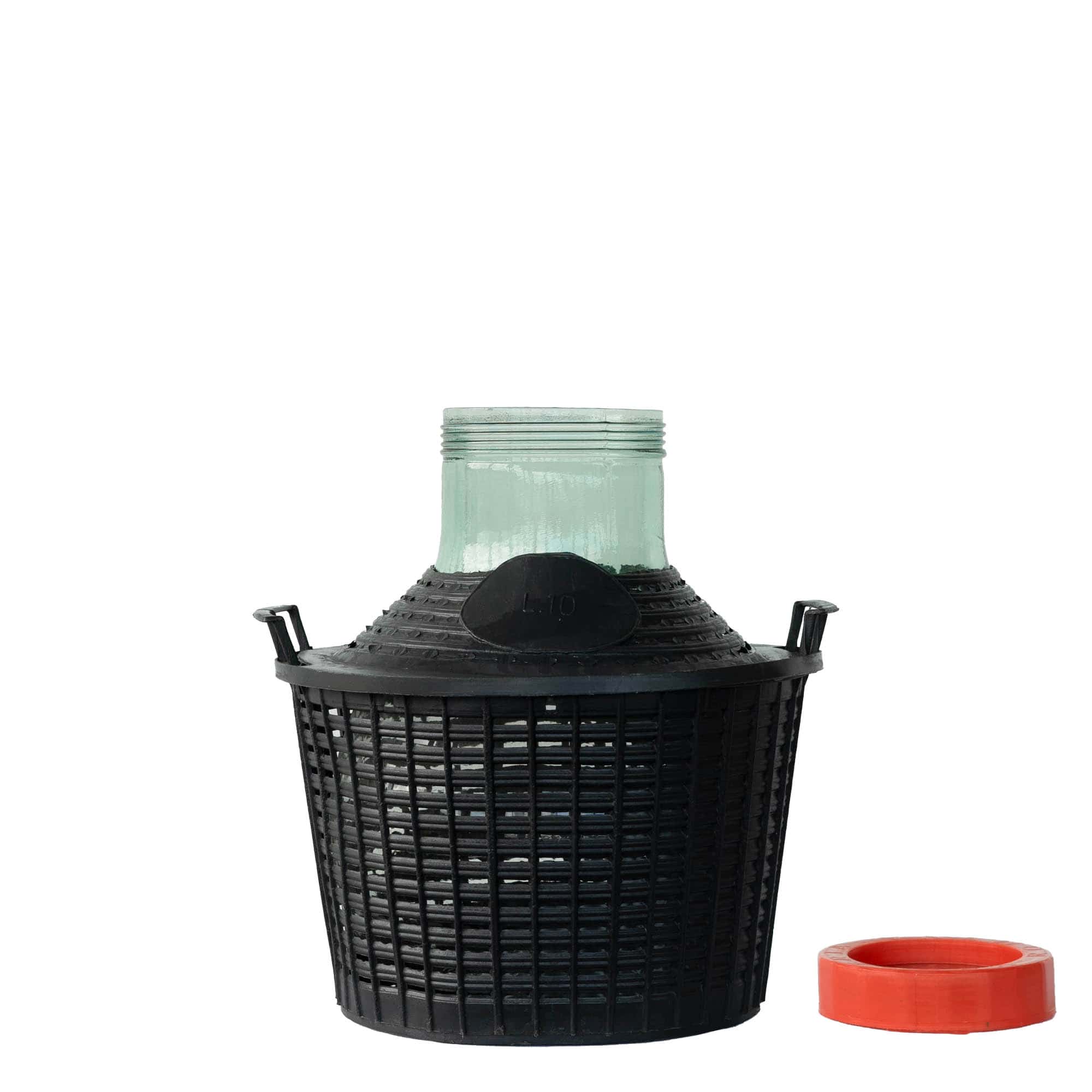 10 l balona pudele ar platu kaklu, stikls, atvere: skrūvējams vāciņš