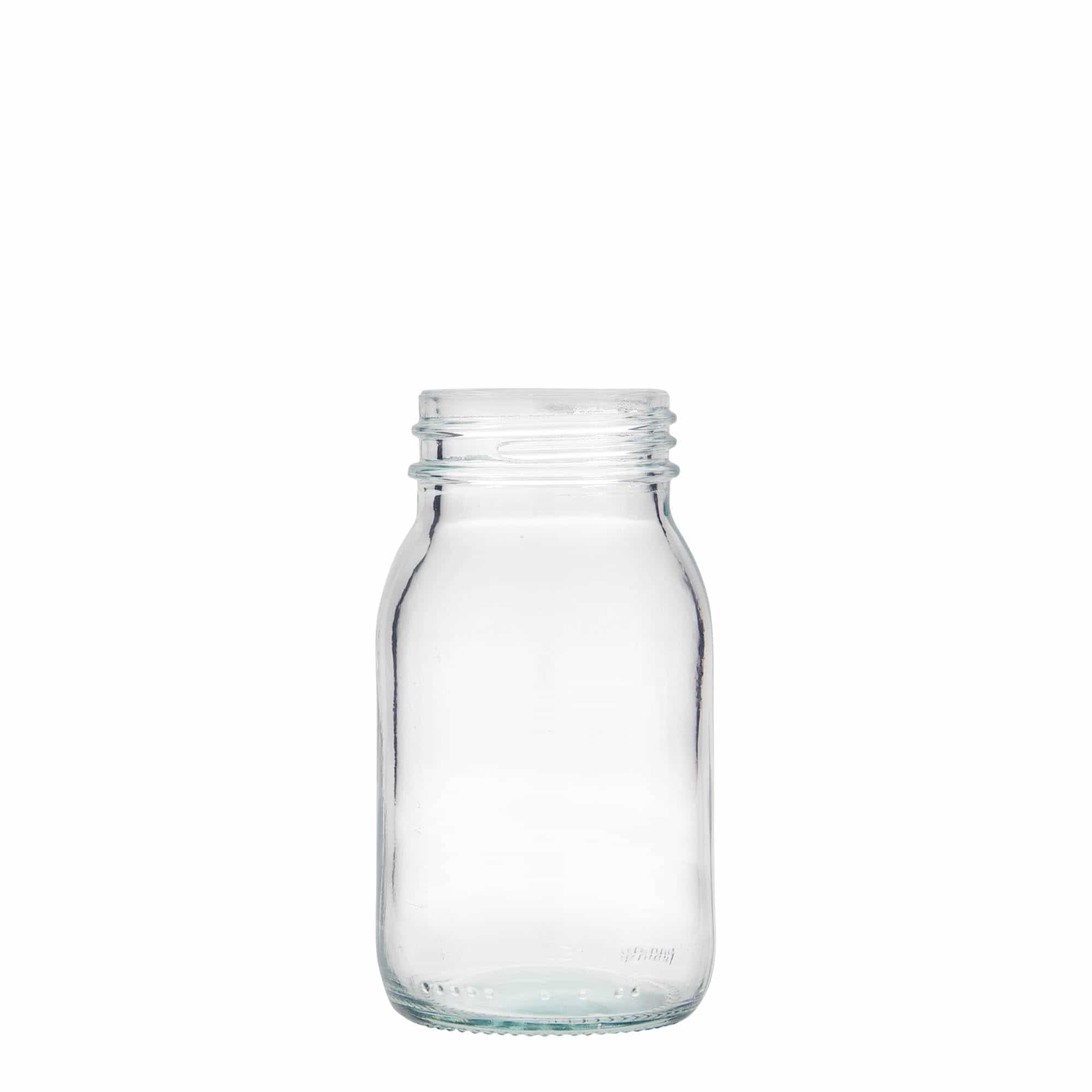150 ml plata kakla stikla burka, atvere: DIN 45 150 ml plata kakla stikla burka, atvere: DIN 45