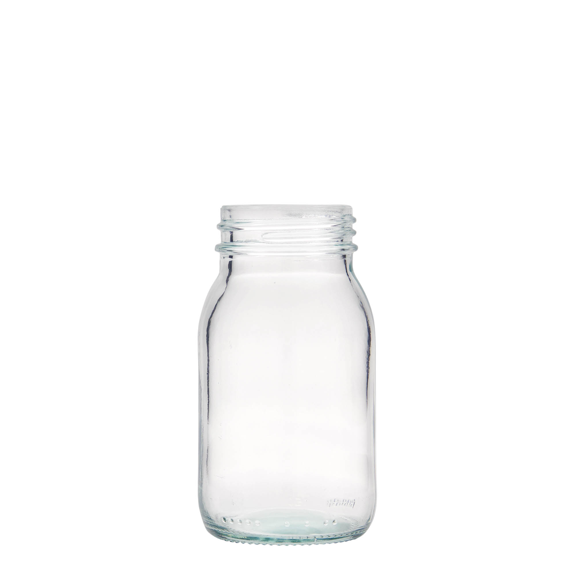 150 ml plata kakla stikla burka, atvere: DIN 45 150 ml plata kakla stikla burka, atvere: DIN 45