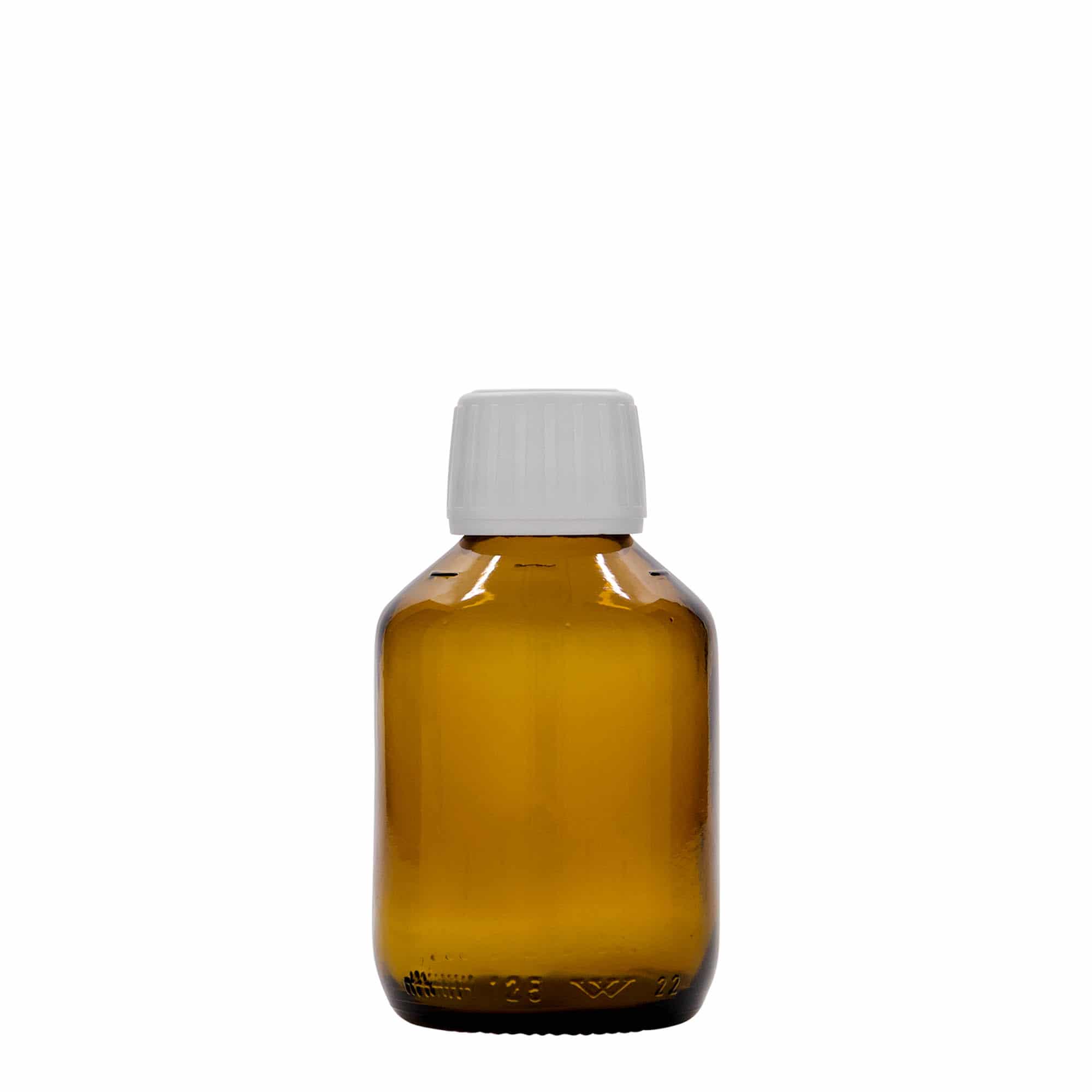 125 ml zāļu pudelīte, brūna, stikla, aizdare: PP 28