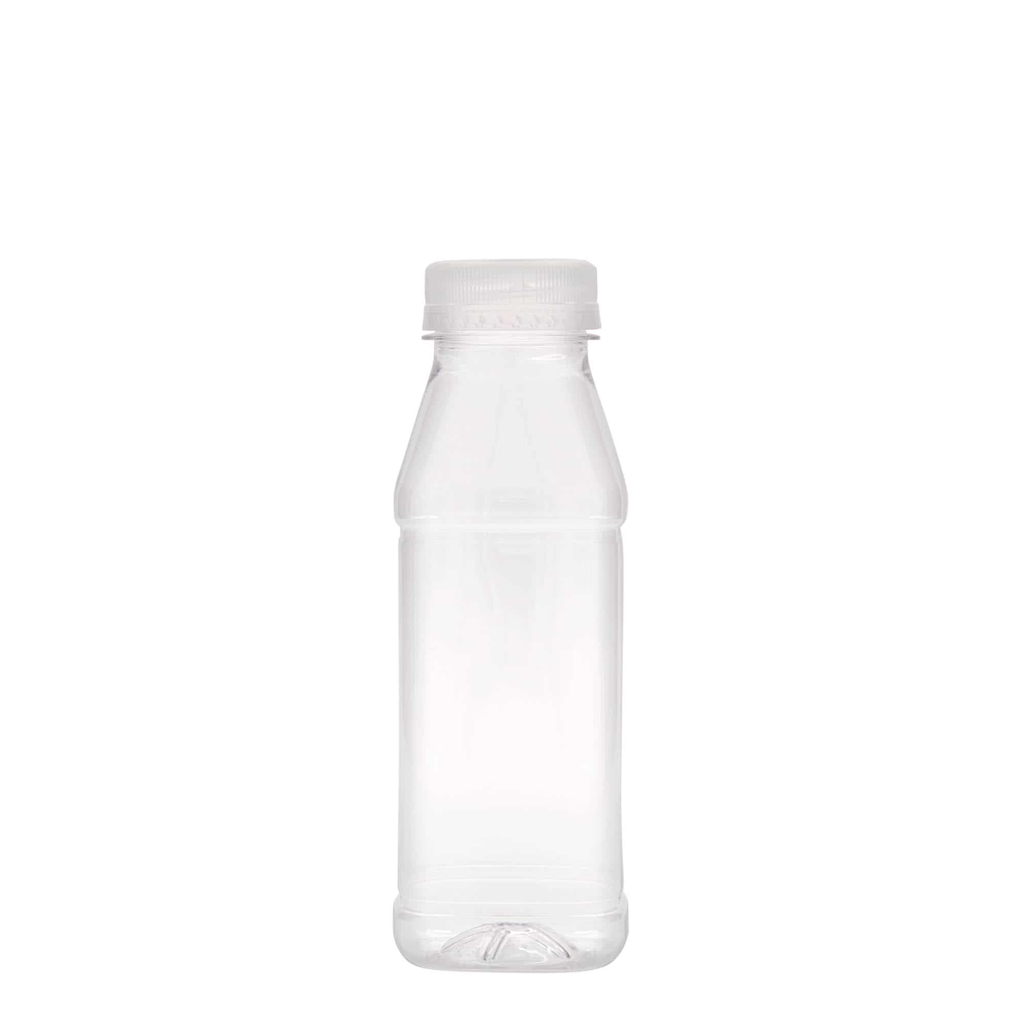 330 ml PET pudele 'Milk and Juice Carré', kvadrātiska, plastmasas, aizdare: 38 mm
