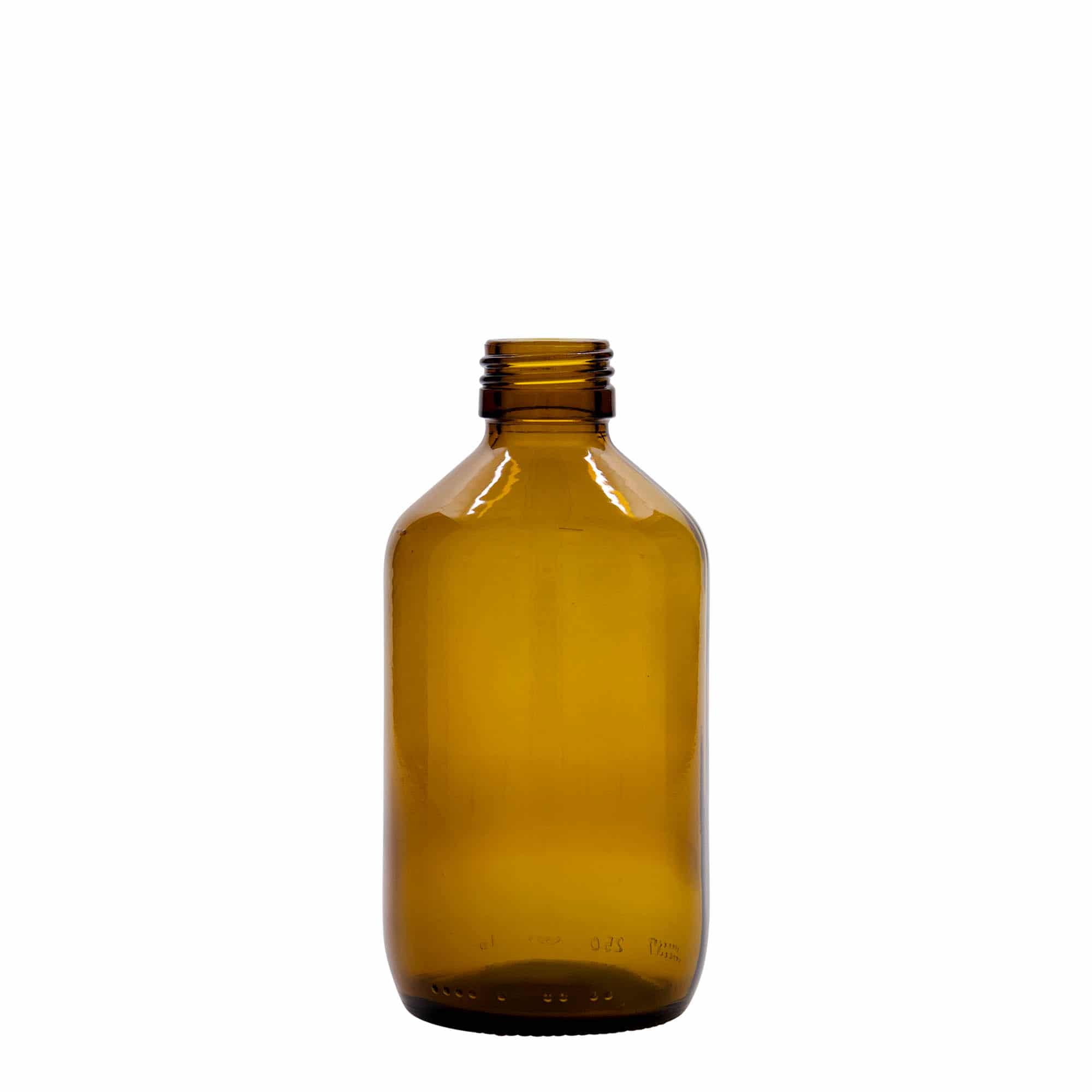 250 ml zāļu pudelīte, brūna, stikla, aizdare: PP 28 250 ml zāļu pudelīte, brūna, stikla, aizdare: PP 28