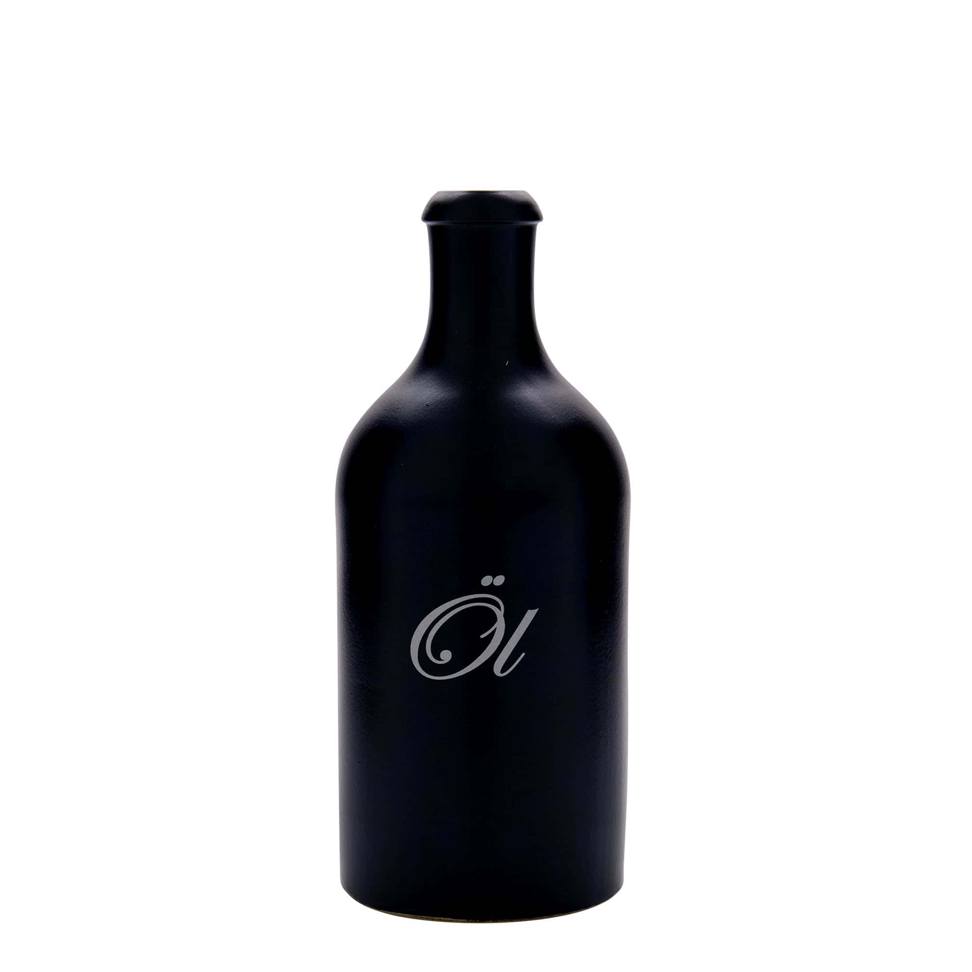 500 ml māla krūka, motīvs: eļļa, keramika, melna, aizdare: korķis 500 ml māla krūka, motīvs: eļļa, keramika, melna, aizdare: korķis