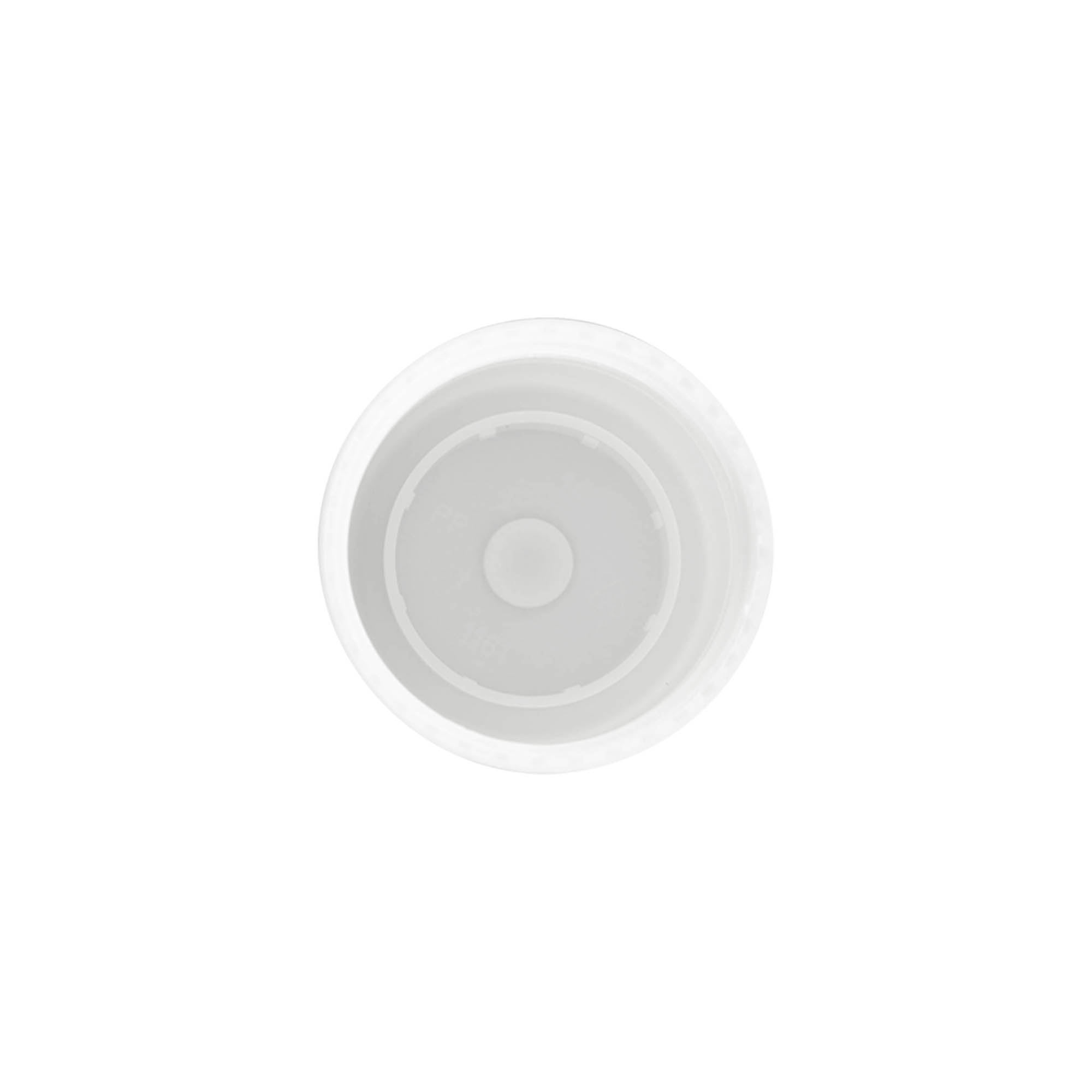 Vāciņš 50 ml roll-on pudelītei, PP plastmasa, balts, ar skrūvējamu aizbāzni atverei