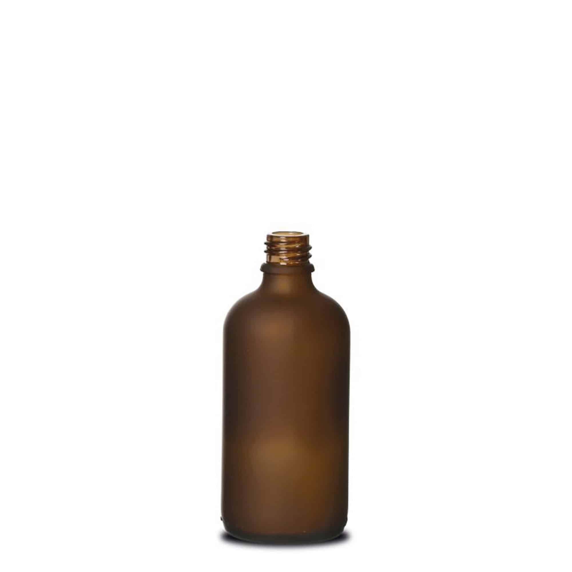 100 ml medicīnas pudele, stikls, brūns matēts, atvere: DIN 18 100 ml medicīnas pudele, stikls, brūns matēts, atvere: DIN 18