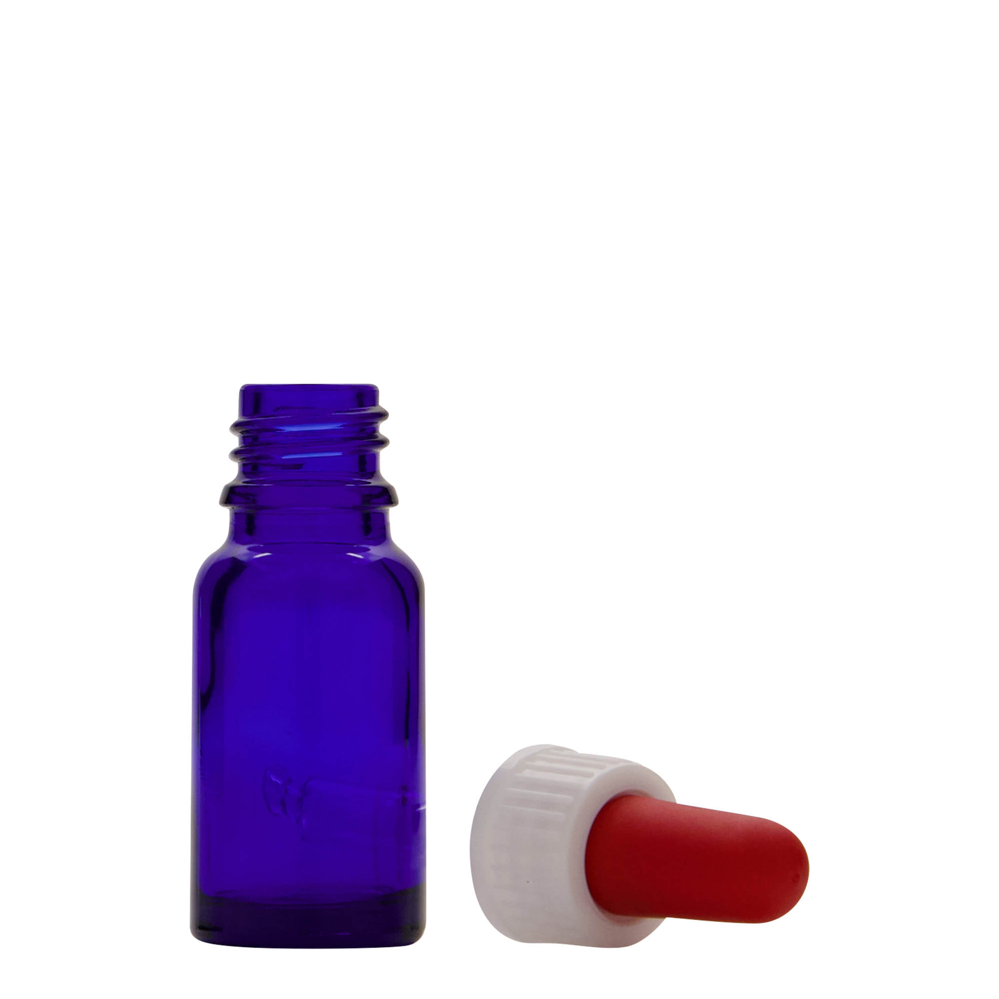 10 ml pilināmā pudelīte medicīnai, stikls, karaliski zils-sarkans, atvere: DIN 18 10 ml pilināmā pudelīte medicīnai, stikls, karaliski zils-sarkans, atvere: DIN 18