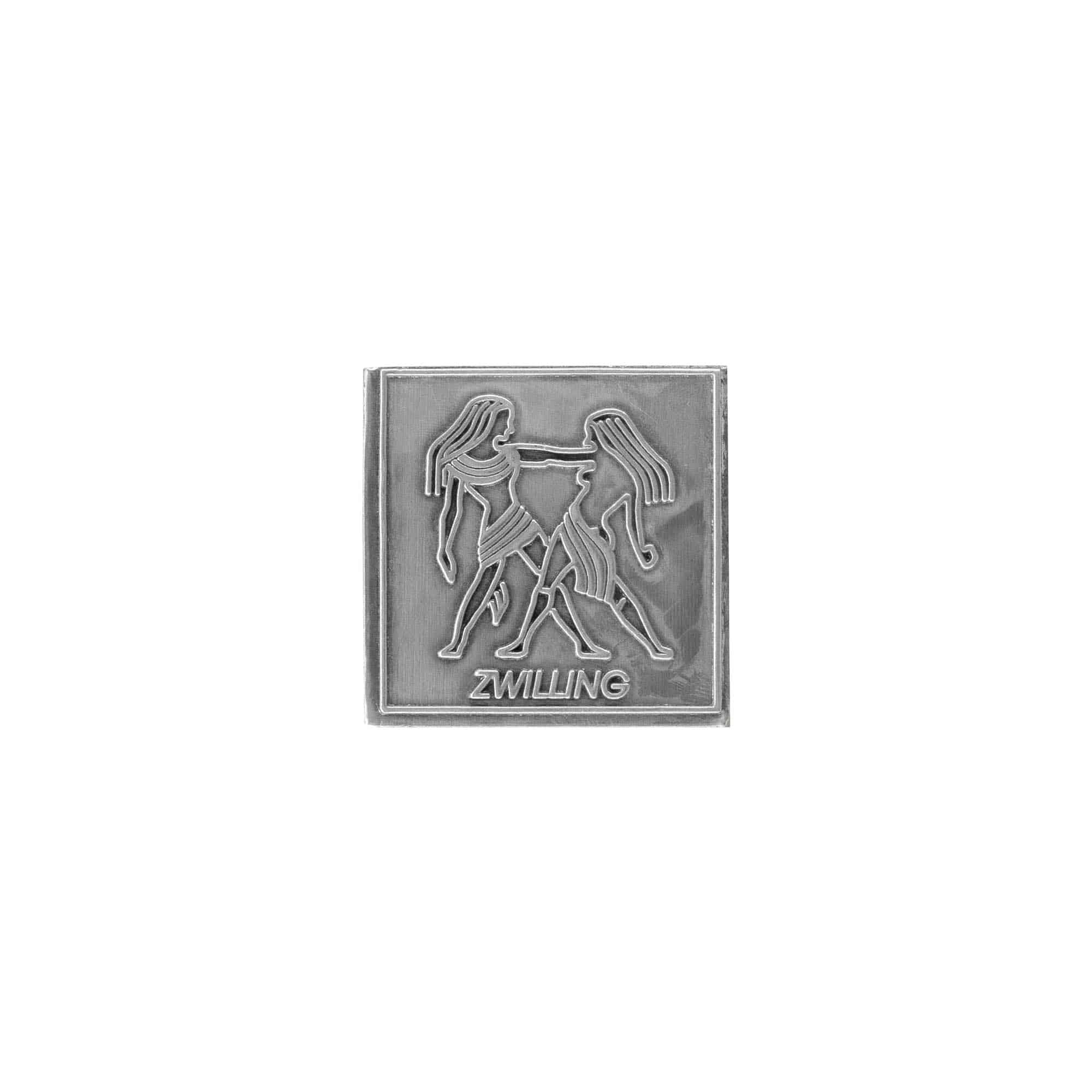 Metāla sudraba kvadrātveida etiķete 'Zwilling' Metāla sudraba kvadrātveida etiķete 'Zwilling'