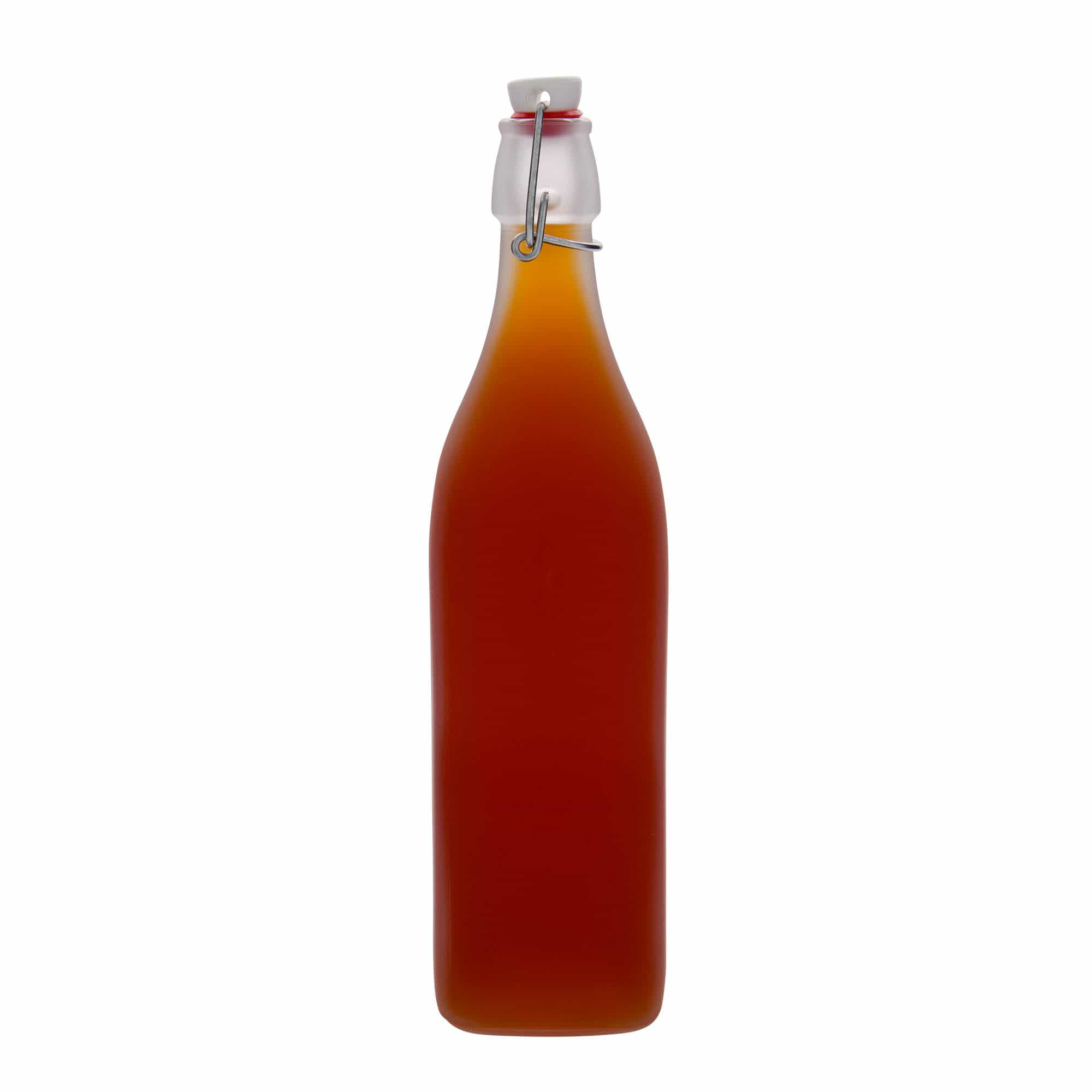 1.000 ml stikla pudele 'Swing, kvadrātveida, matēta, atvere: aizbāžņa aizdare
