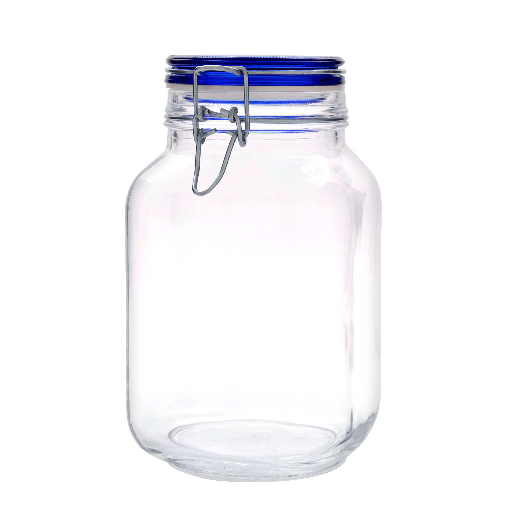 2.000 ml stiklazīme ar metāla aizdari 'Fido' zils vāciņš, kvadrātveida, atvere: metāla aizdare ar stiepli 2.000 ml stiklazīme ar metāla aizdari 'Fido' zils vāciņš, kvadrātveida, atvere: metāla aizdare ar stiepli