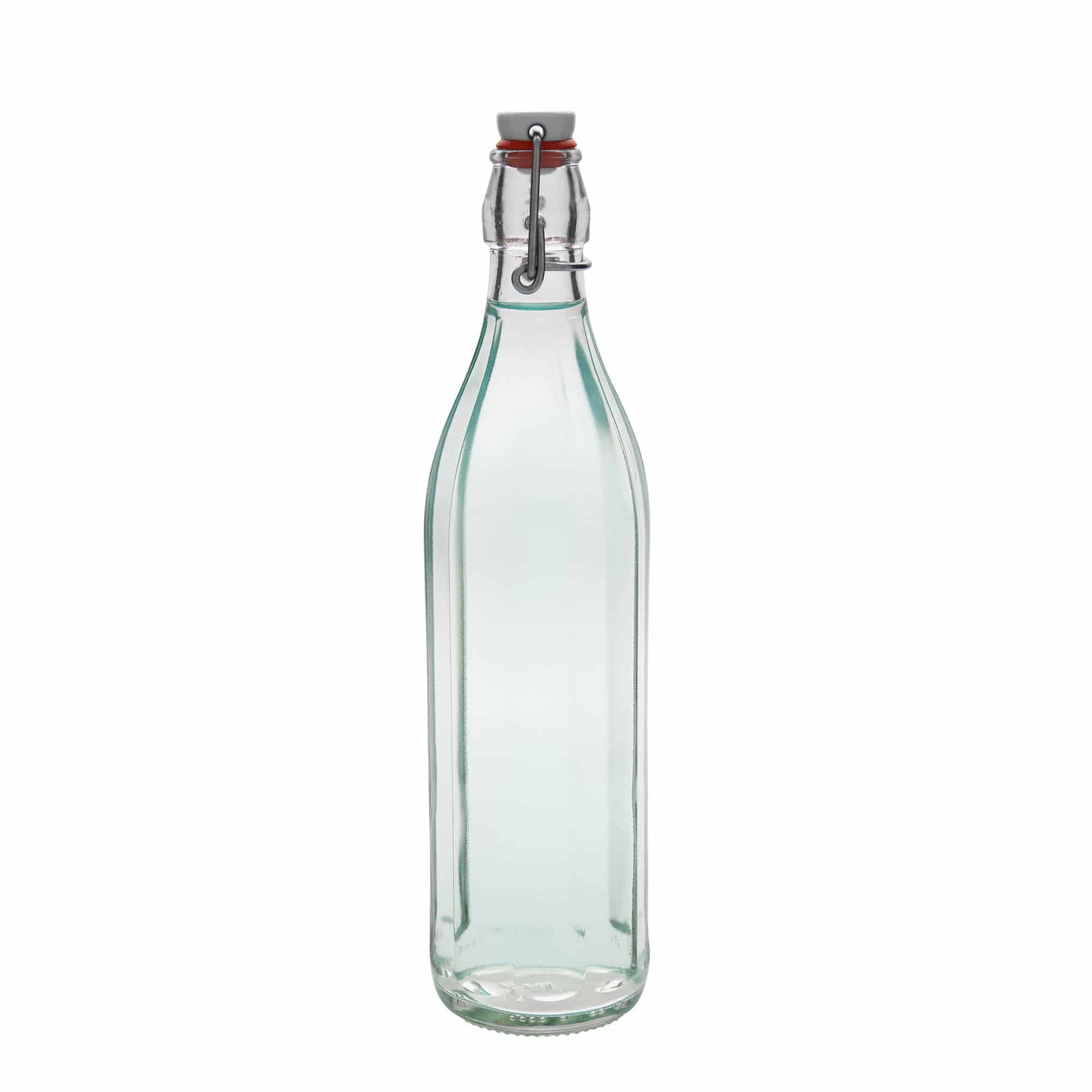 750 ml stikla pudele 'Bravo', desmitstūraina, atvere: aizslēgšanas skava