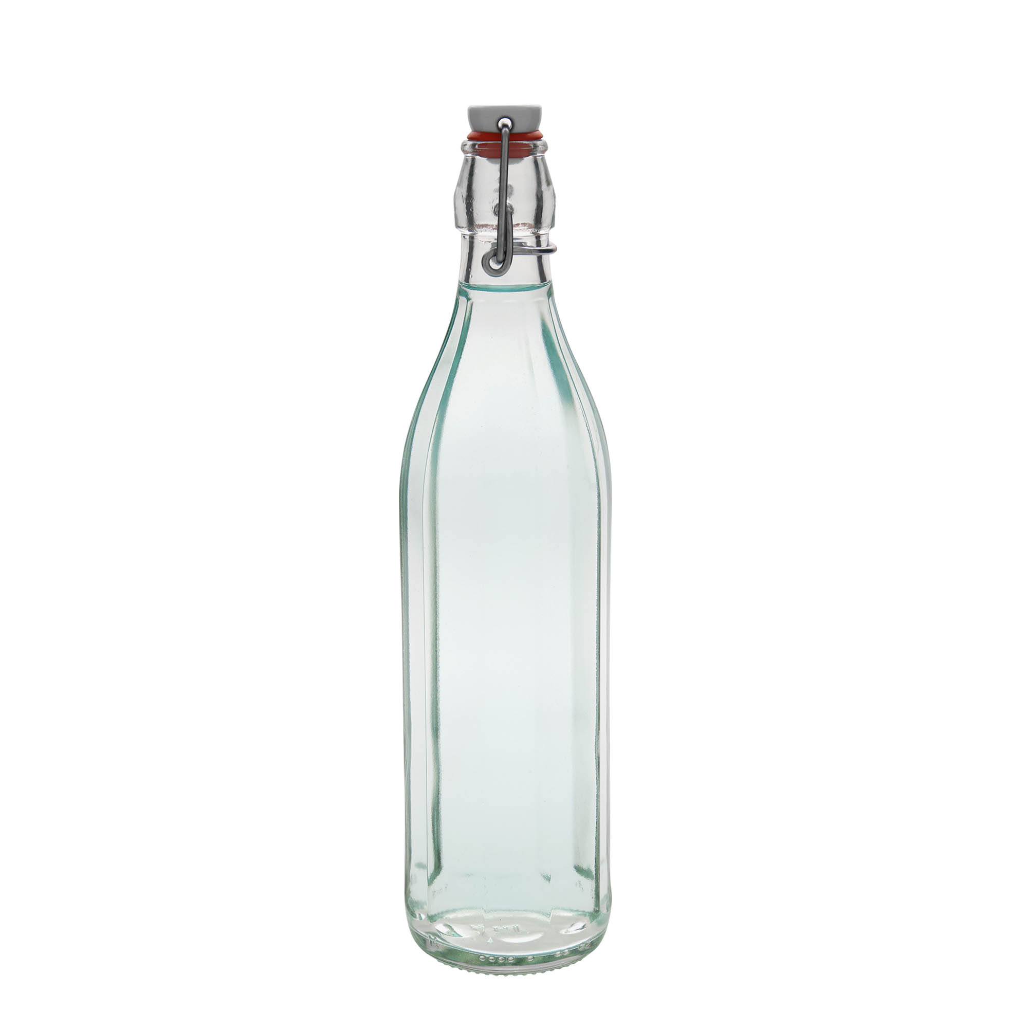 750 ml stikla pudele 'Bravo', desmitstūraina, atvere: aizslēgšanas skava