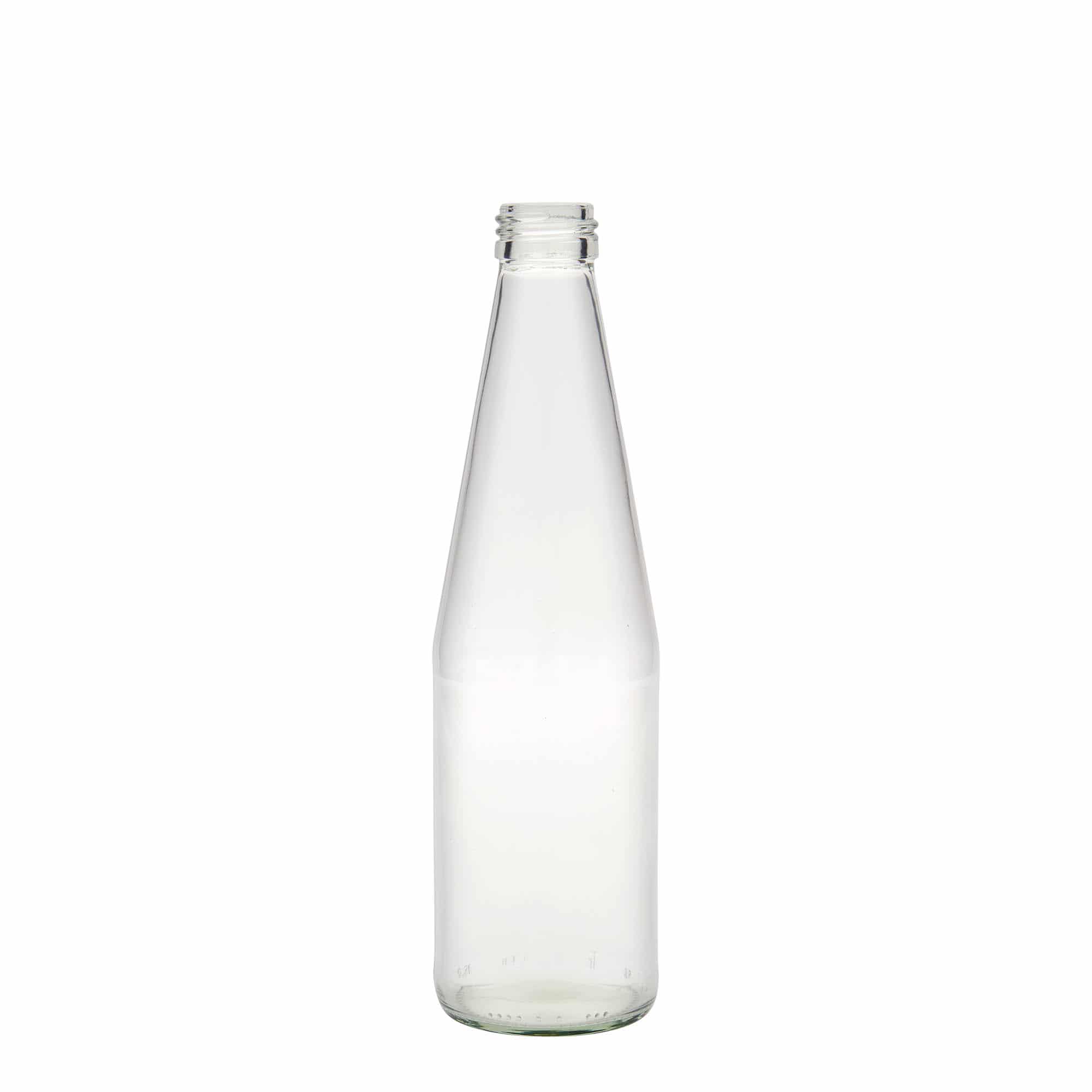 330 ml universāla pudele burkāna formā, stikla, aizdare: PP 28 330 ml universāla pudele burkāna formā, stikla, aizdare: PP 28