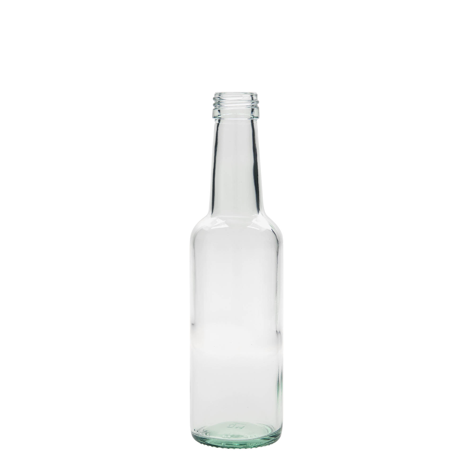 250 ml stikla pudele ar taisnu kaklu, atvere: PP 28