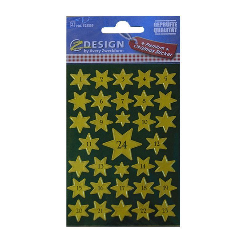 Zweckform uzlīmes 'Adventes kalendārs 1-24', papīrs, zelts Zweckform uzlīmes 'Adventes kalendārs 1-24', papīrs, zelts