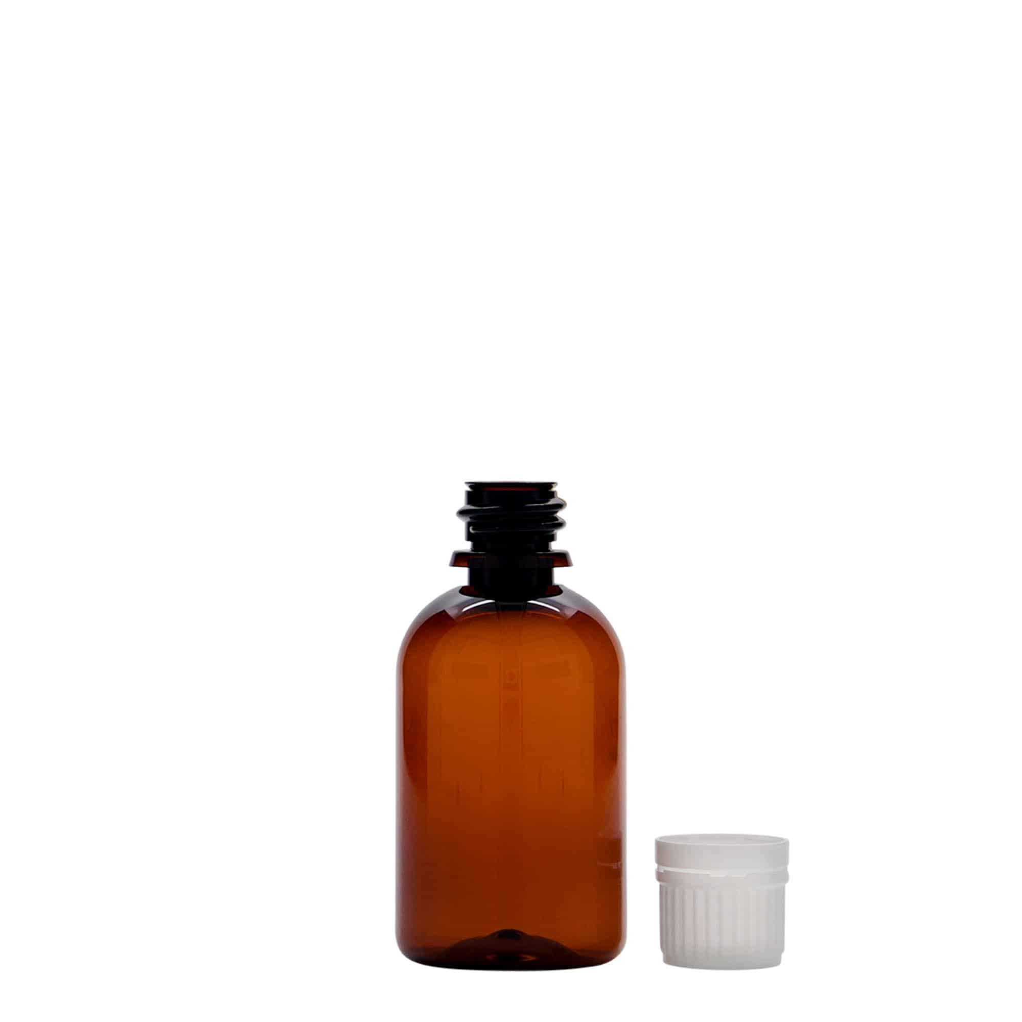 50 ml PET zāļu pudelīte 'Easy Living', brūna, plastmasas, aizdare: DIN 18