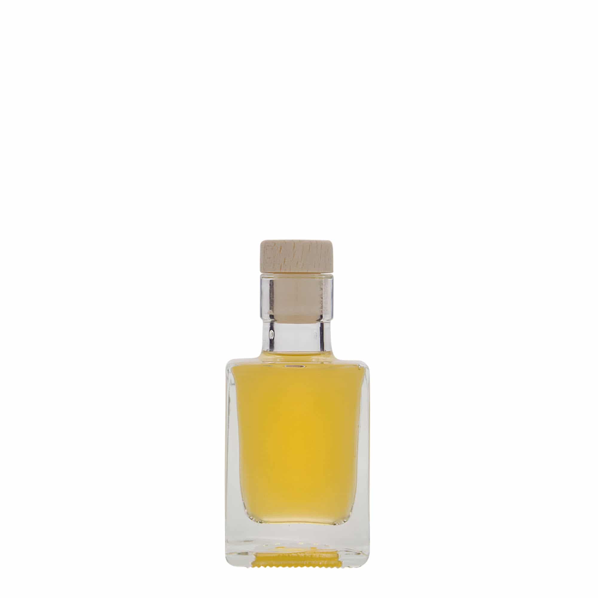 50 ml stikla pudele 'Cube', kvadrātiska, atvere: korķis