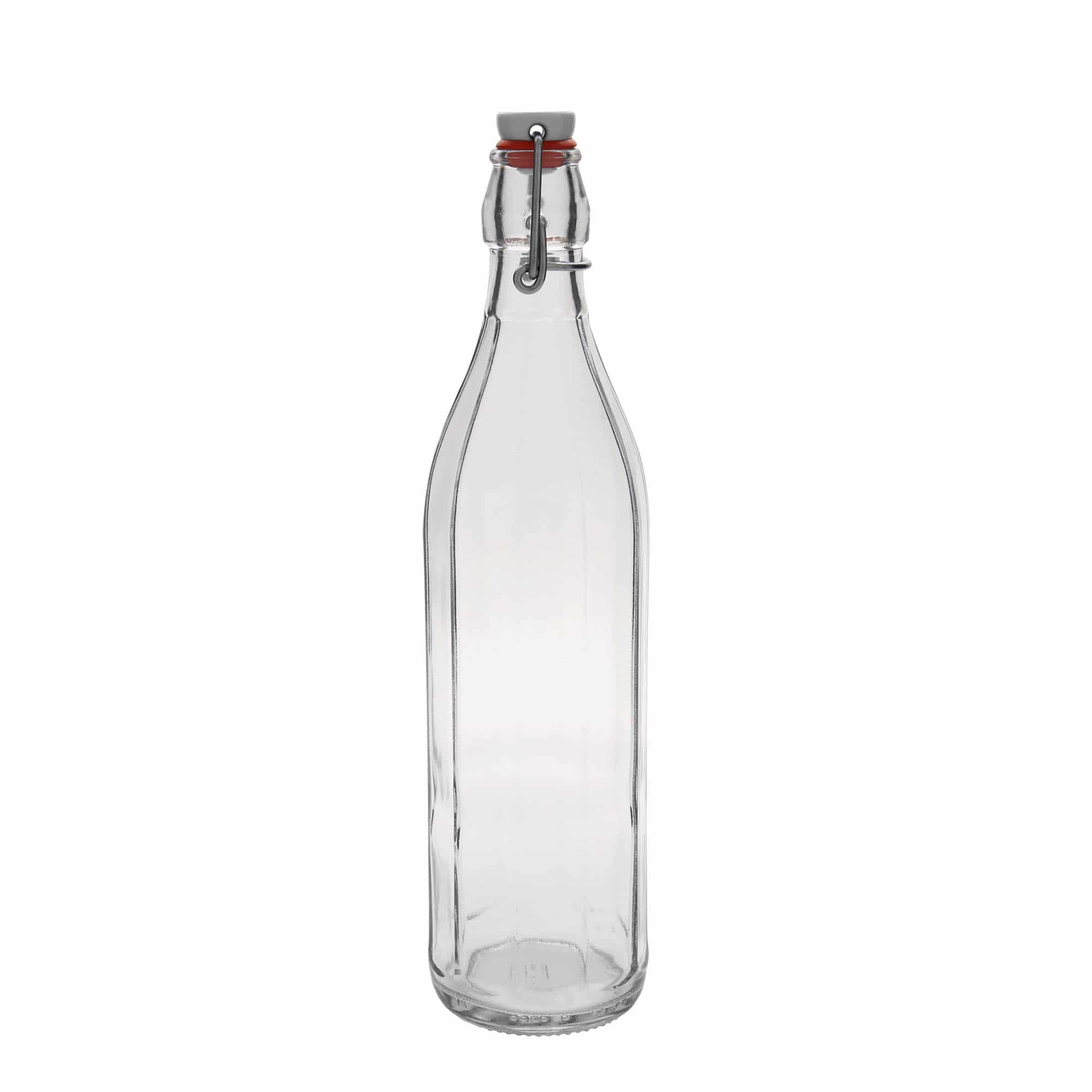 750 ml stikla pudele 'Bravo', desmitstūraina, atvere: aizslēgšanas skava