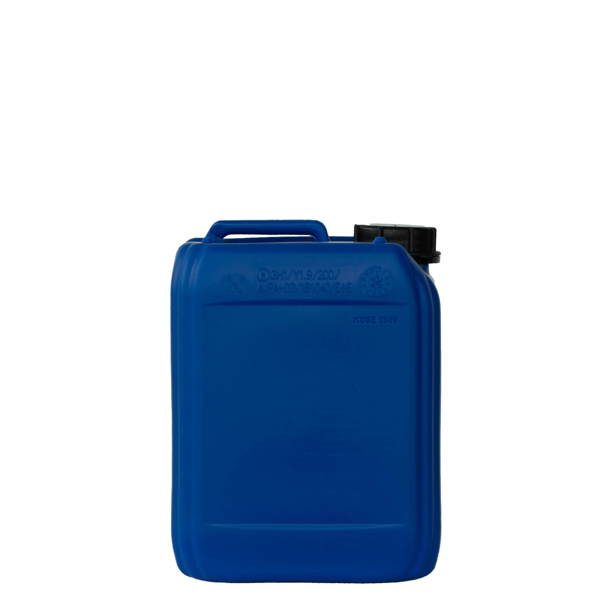 5 l kanniņa, taisnstūrveida, HDPE plastmasa, zila, atvere: ND 55 5 l kanniņa, taisnstūrveida, HDPE plastmasa, zila, atvere: ND 55