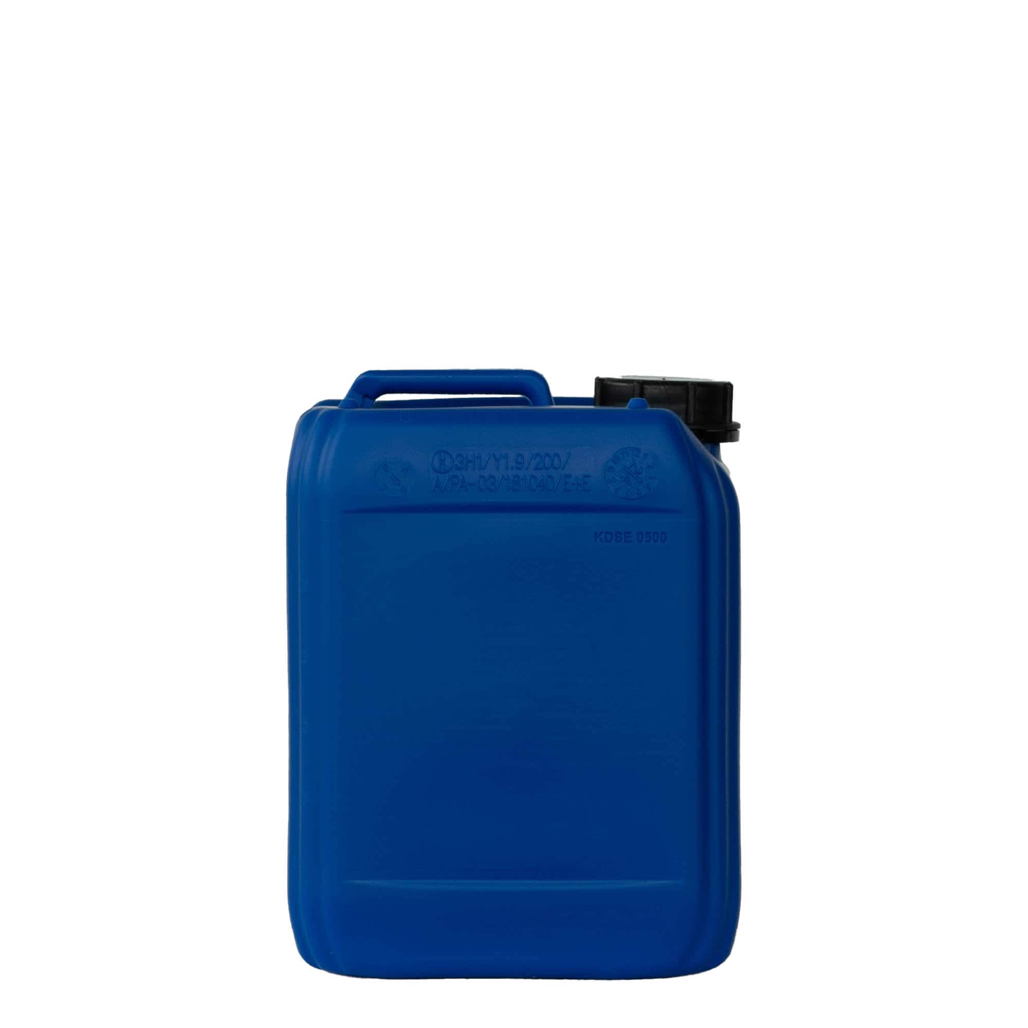 5 l kanniņa, taisnstūrveida, HDPE plastmasa, zila, atvere: ND 55