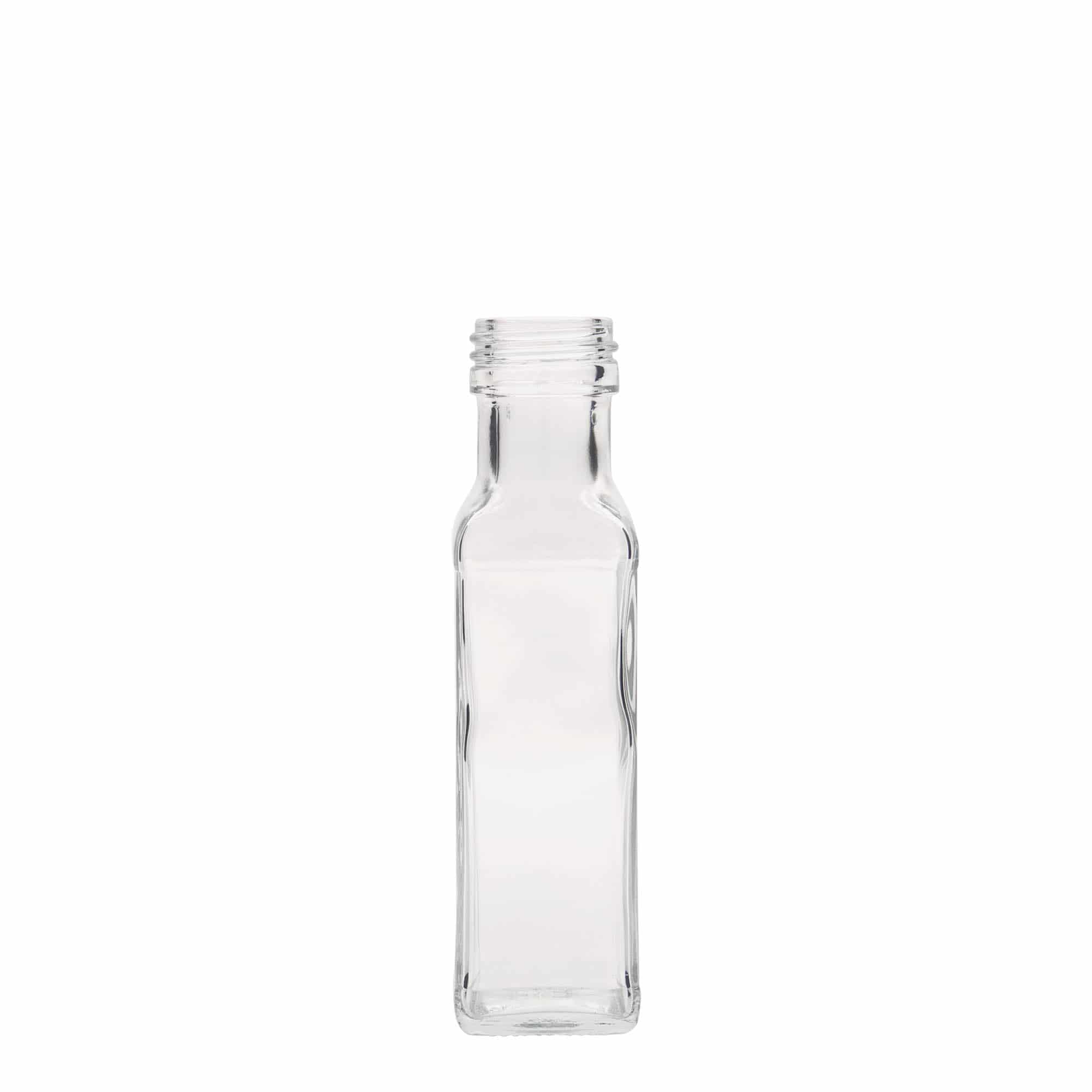 100 ml stikla pudele 'Marasca', kvadrātveida, atvere: PP 31,5