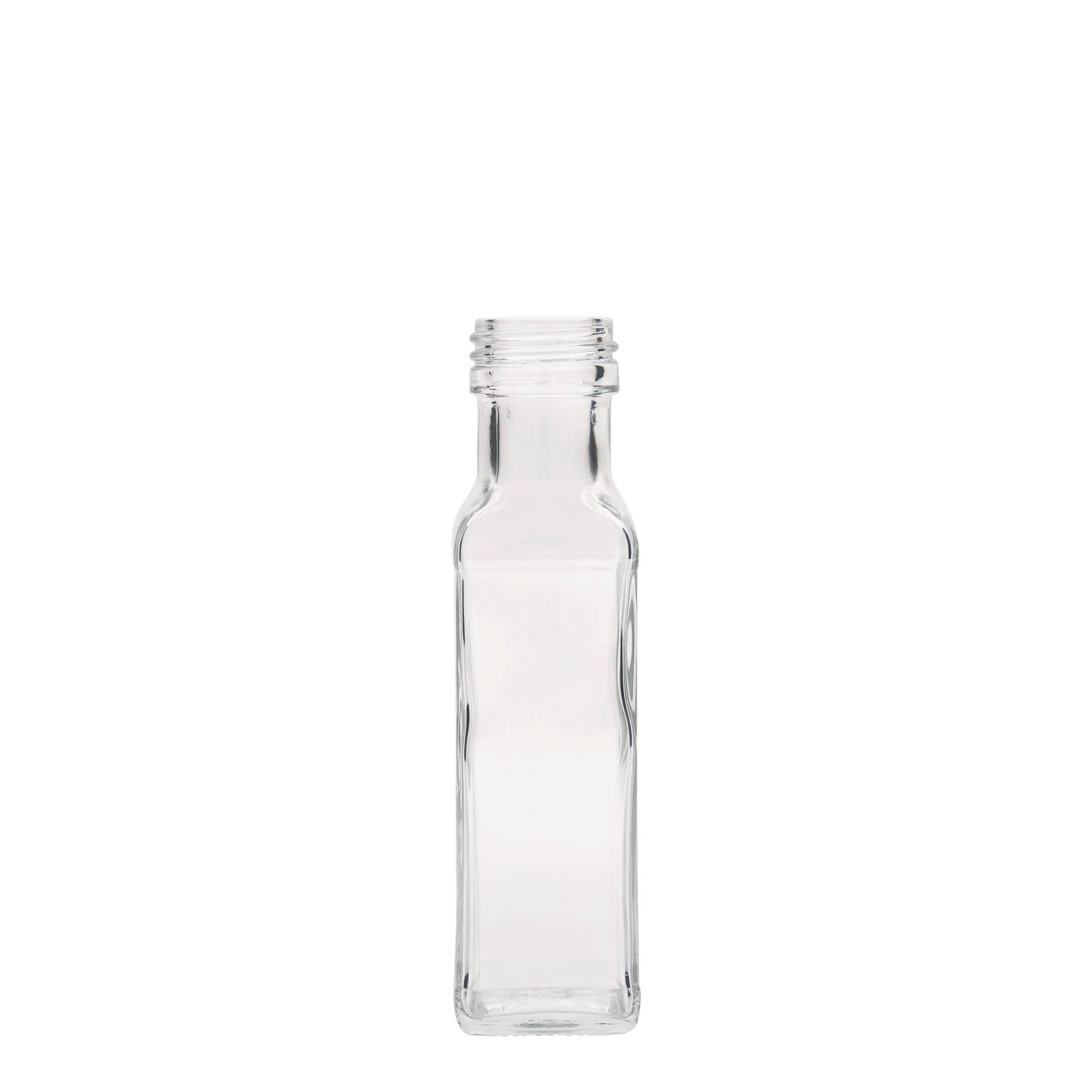 100 ml stikla pudele 'Marasca', kvadrātveida, atvere: PP 31,5