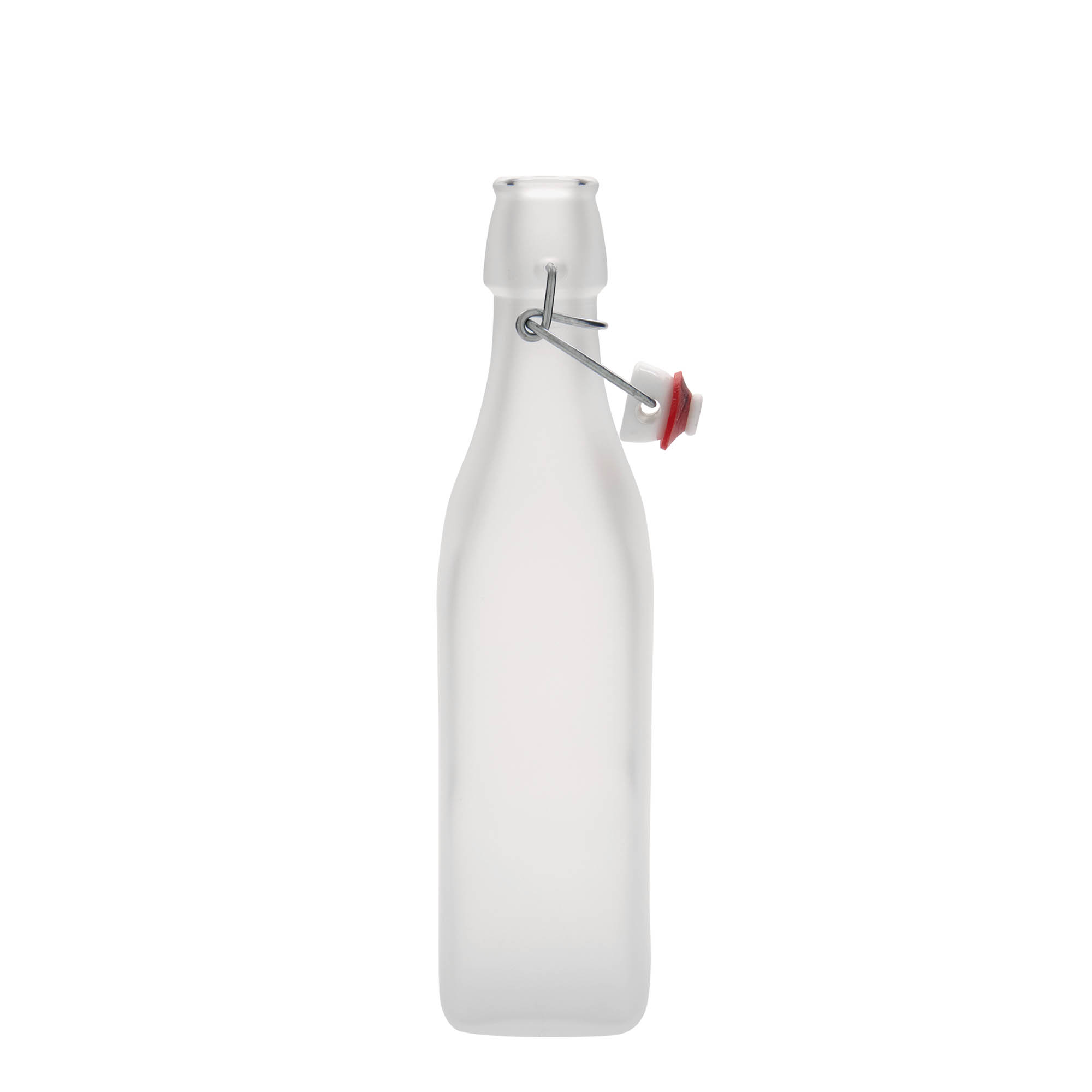 500 ml stikla pudele 'Swing, kvadrātveida, balta, atvere: aizbīdņa aizdare'