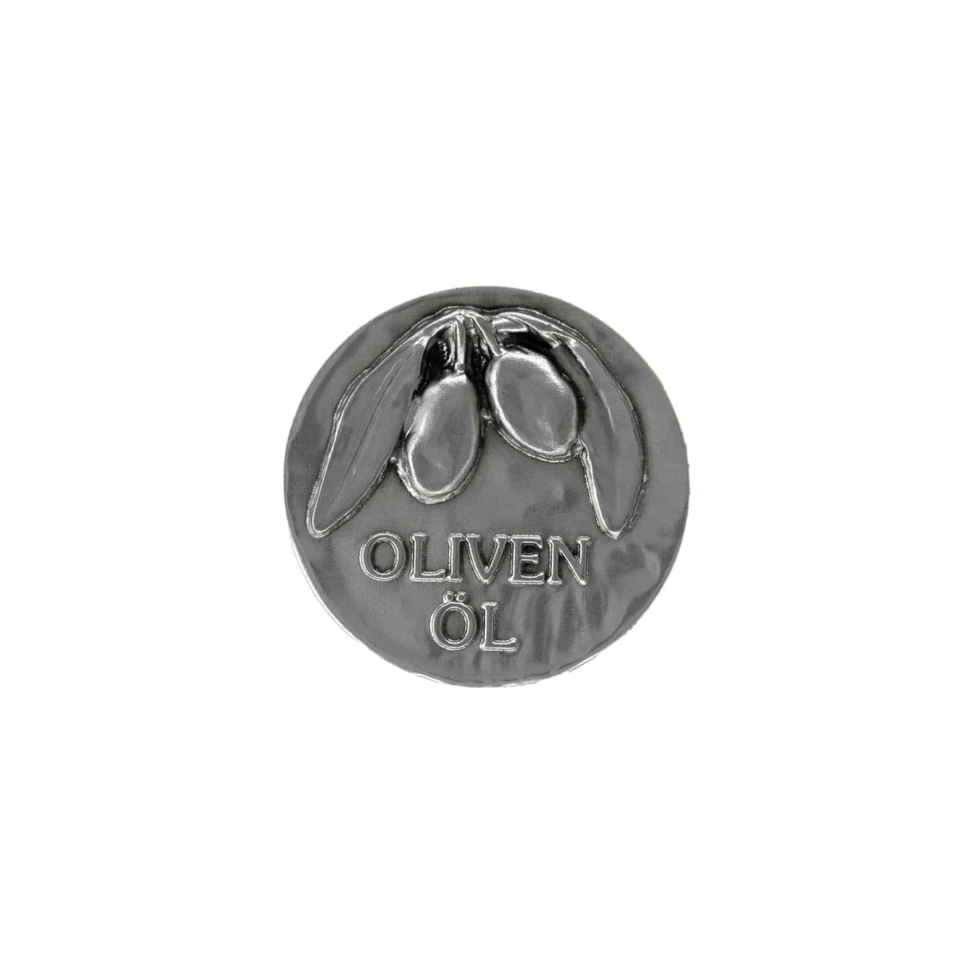 Metāla etiķete "Olīveļļa", sudraba krāsā