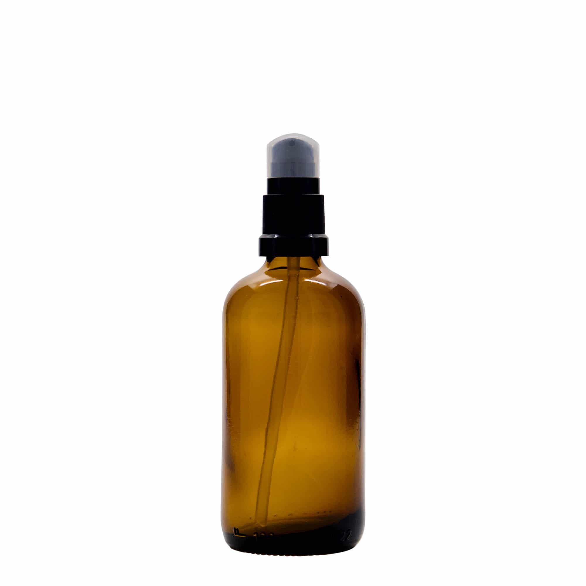 100 ml medicīnas pudele ar losjona sūkni, stikls, brūna, atvere: DIN 18 100 ml medicīnas pudele ar losjona sūkni, stikls, brūna, atvere: DIN 18