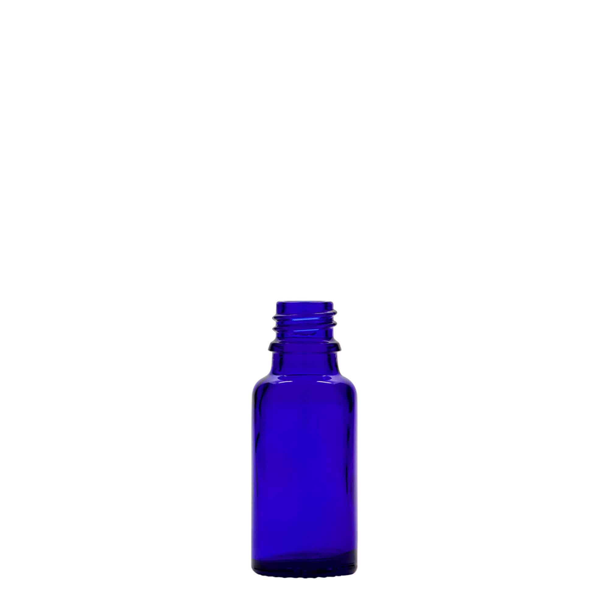 20 ml zāļu pudelīte, stikla, karaliski zila, aizdare: DIN 18 20 ml zāļu pudelīte, stikla, karaliski zila, aizdare: DIN 18