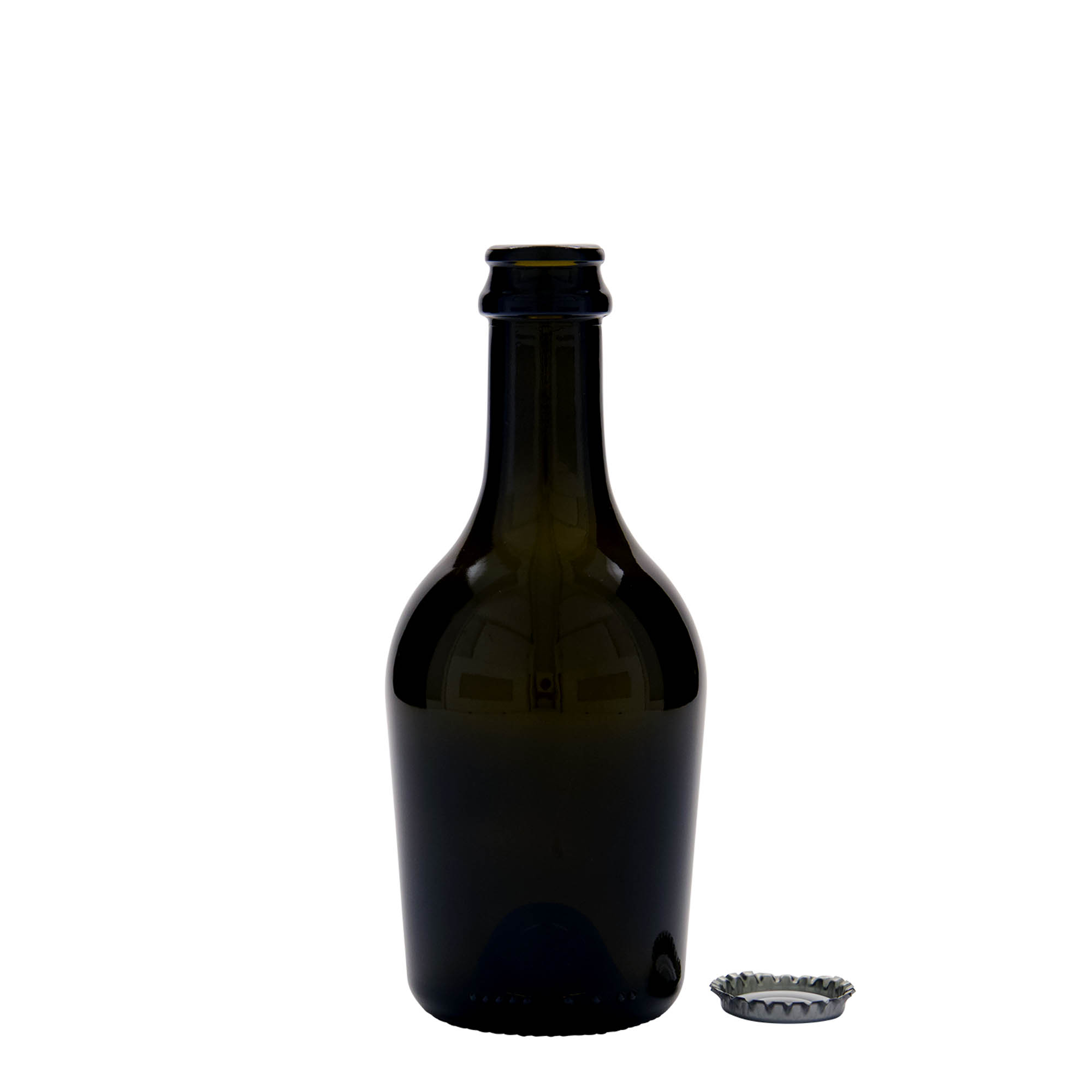 330 ml alus-/šampanieša pudele 'Butterfly', stikls, antīkzaļš, atvere: kronkorkens 330 ml alus-/šampanieša pudele 'Butterfly', stikls, antīkzaļš, atvere: kronkorkens