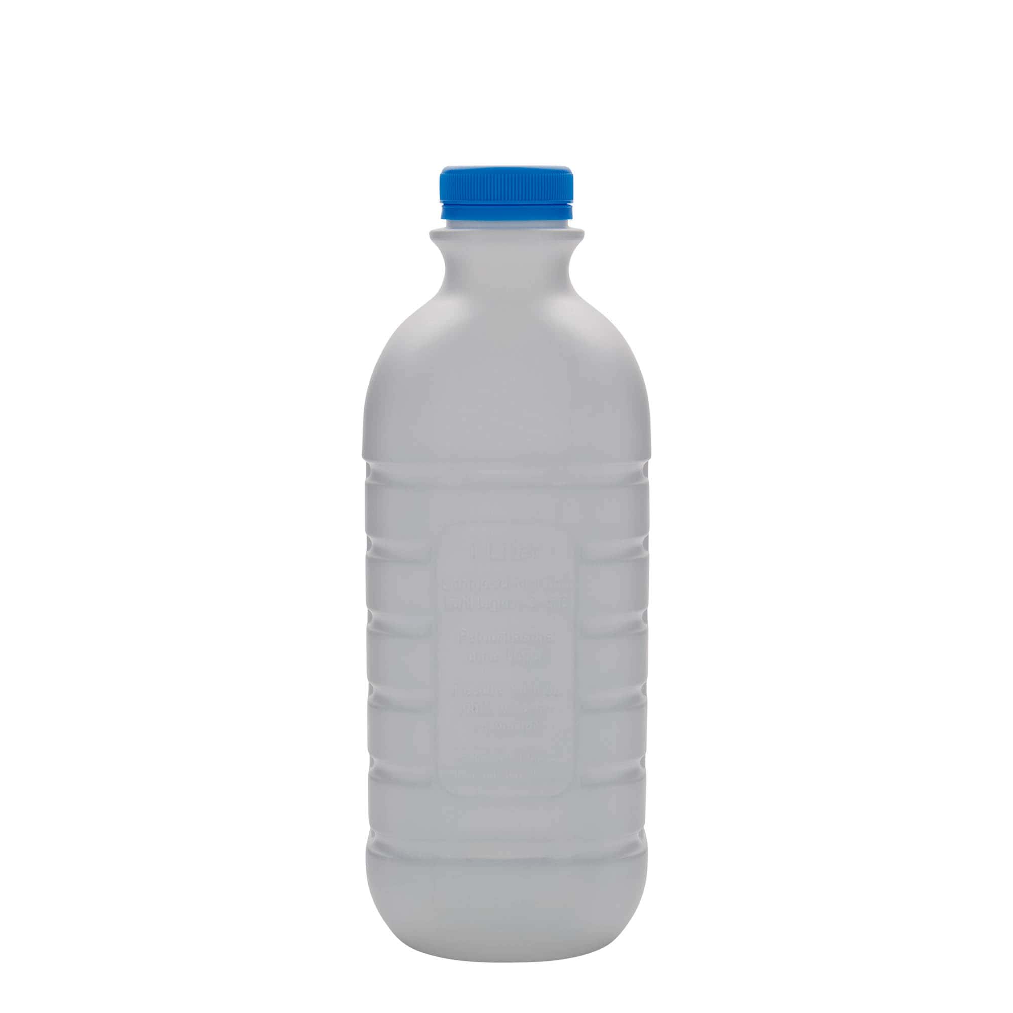 1.000 ml piena pudele, taisnstūrveida, HDPE plastmasa, balta, atvere: PEHD40