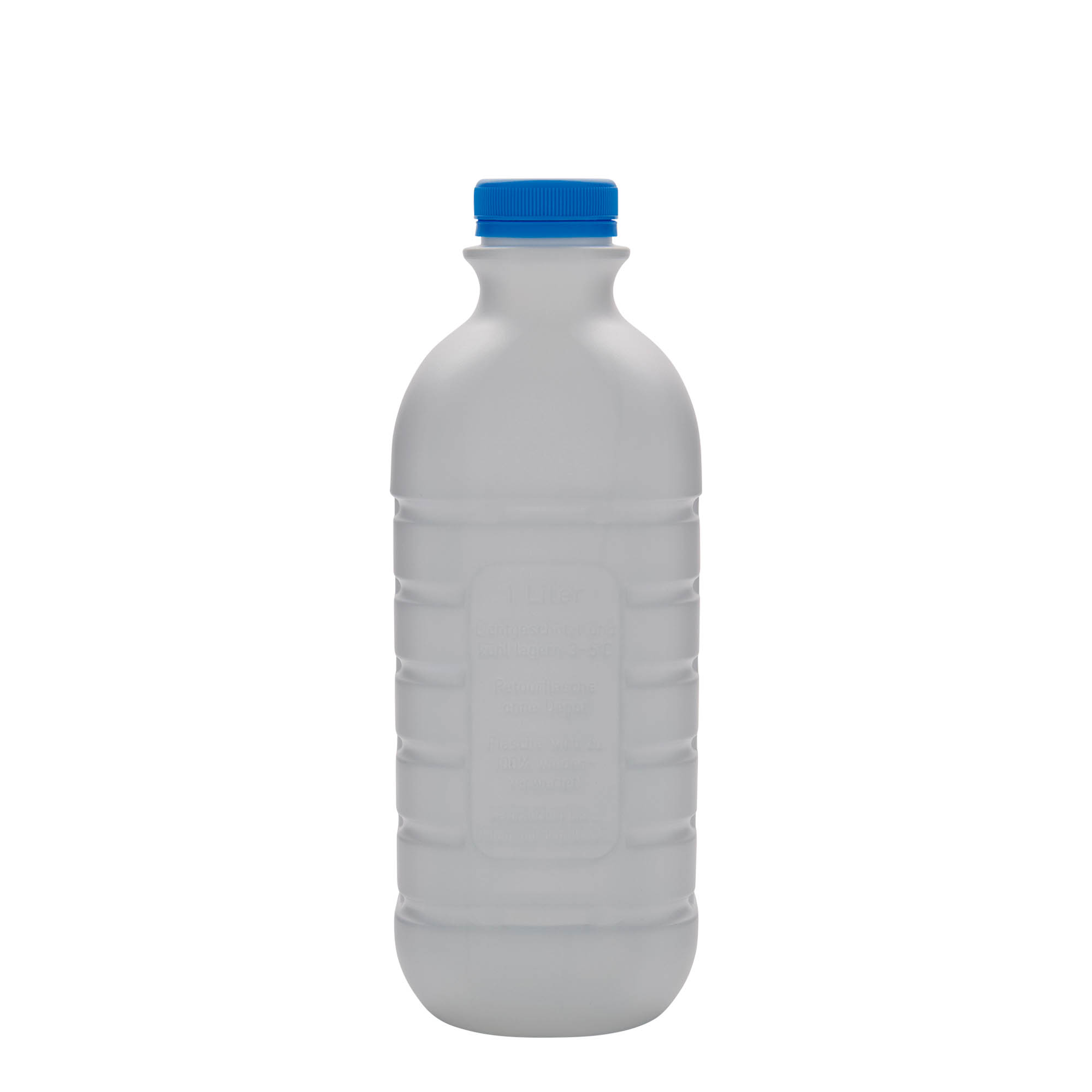 1.000 ml piena pudele, taisnstūrveida, HDPE plastmasa, balta, atvere: PEHD40
