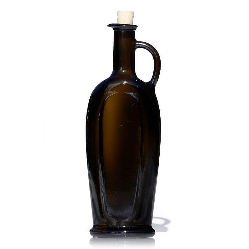 500 ml stikla pudele 'Eleganta', ovāla, antīki zaļa, aizdare: korķis
