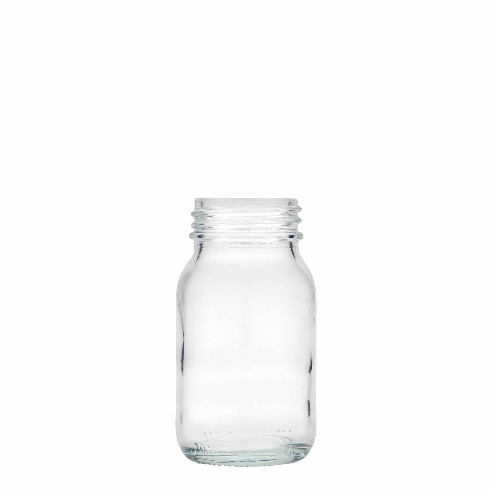 100 ml plata kakla stikla trauks, atvere: DIN 40 100 ml plata kakla stikla trauks, atvere: DIN 40